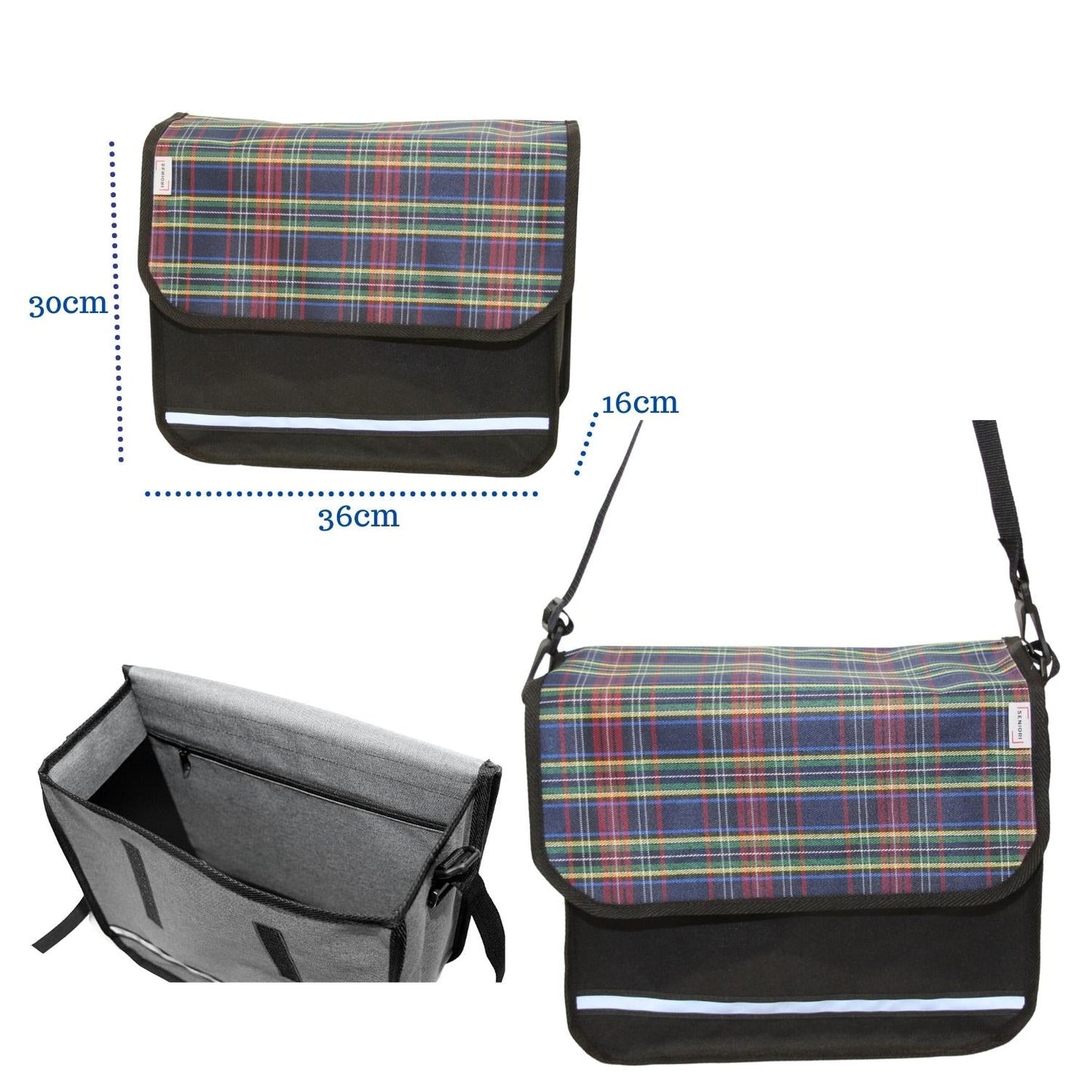 SENIORI Rollator / Rollstuhl Tasche Rollatortasche Rollstuhltasche 7F. Tartan_Flex