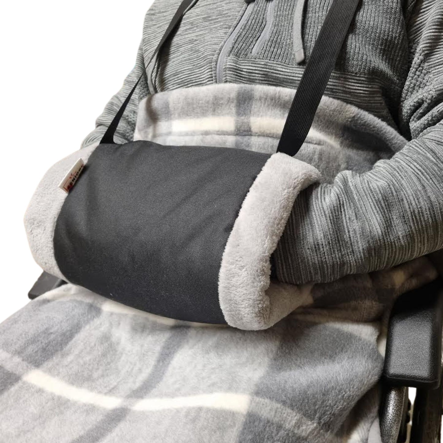 SENIORI Handmuff - Wärme und Komfort für ROLLSTUHLFAHRER mit Weichem Fleece und Breitem Halsriemen SR1 Schwarz + Polar