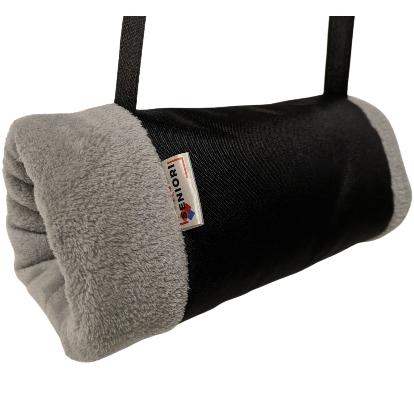SENIORI Handmuff - Wärme und Komfort für ROLLSTUHLFAHRER mit Weichem Fleece und Breitem Halsriemen SR1 Schwarz + Polar