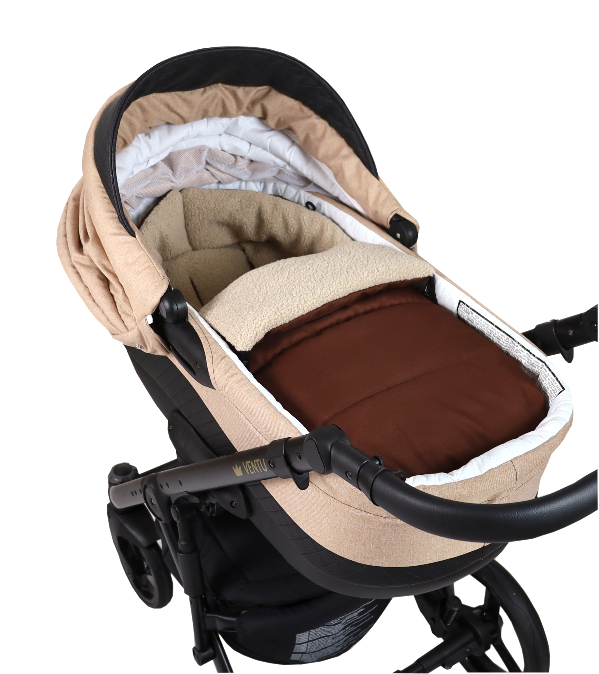 BABYLUX Bouclé Fußsack Kinderwagen 90cm Winter Schlafsack für Buggy, Babyschale BF2 Schocko + Boucle Beige