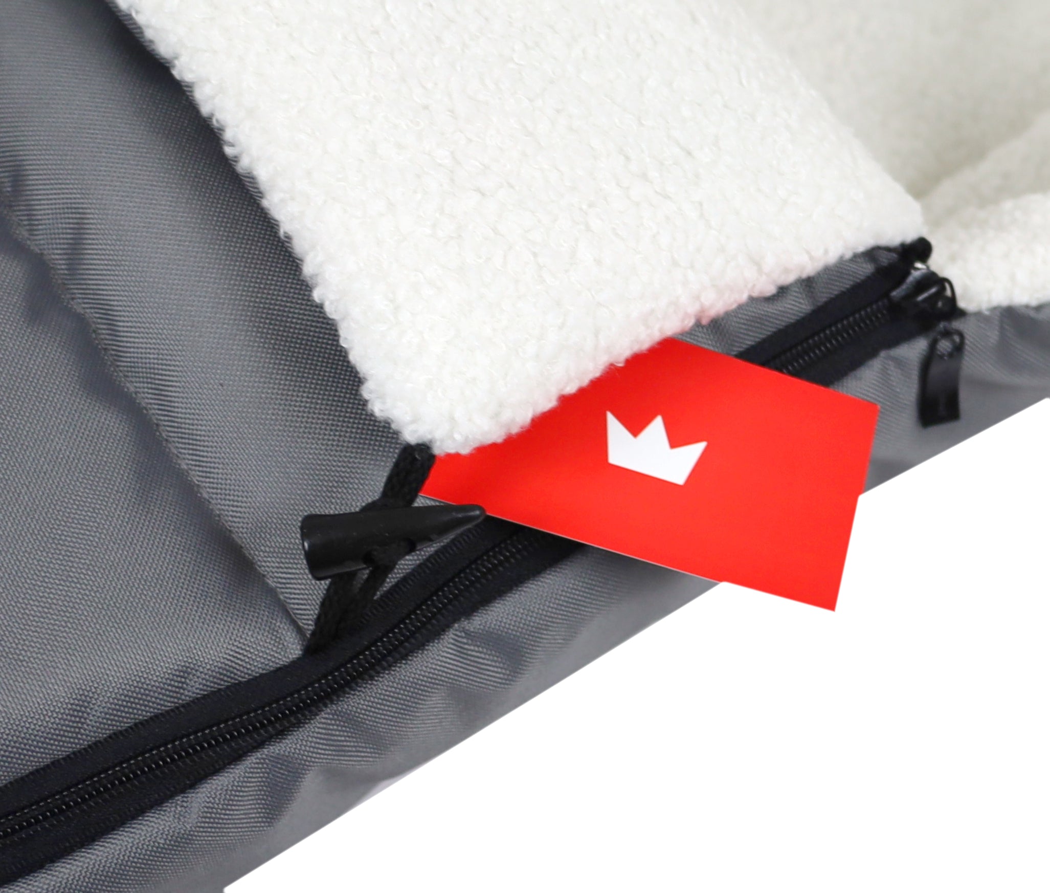 BABYLUX Bouclé Fußsack Kinderwagen 90cm Winter Schlafsack für Buggy, Babyschale BF4 Grau + Boucle Ecru