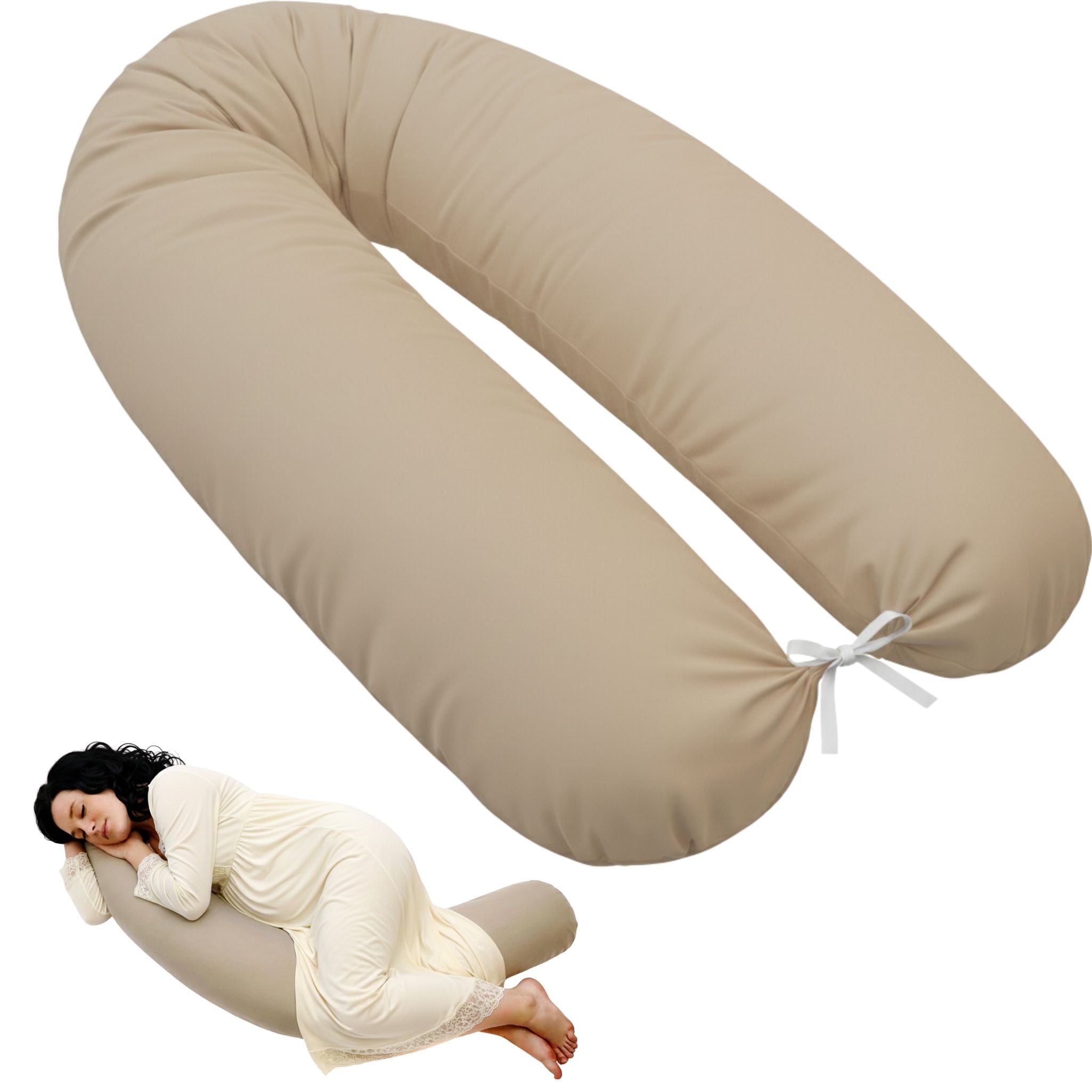 EMI&SAM Stillkissen 170 cm – Lagerungskissen | Ersatzbezug oder Füllung (EPS / Fillball) - Beige