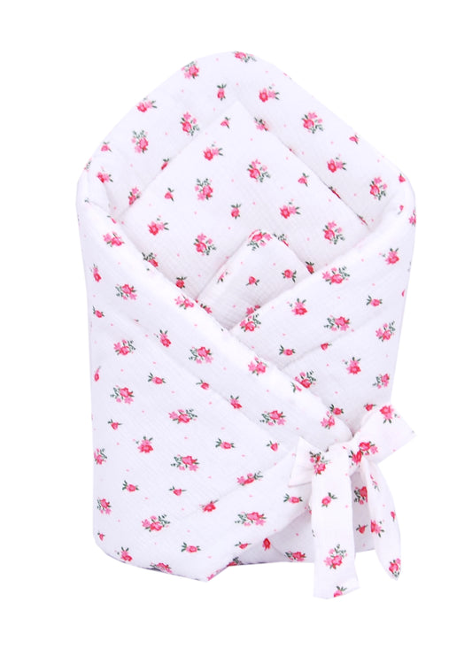 BABYLUX Einschlagdecke Musselin BABYHÖRNCHEN 75 x 75 cm Baby Neugeborene D2 Röschen