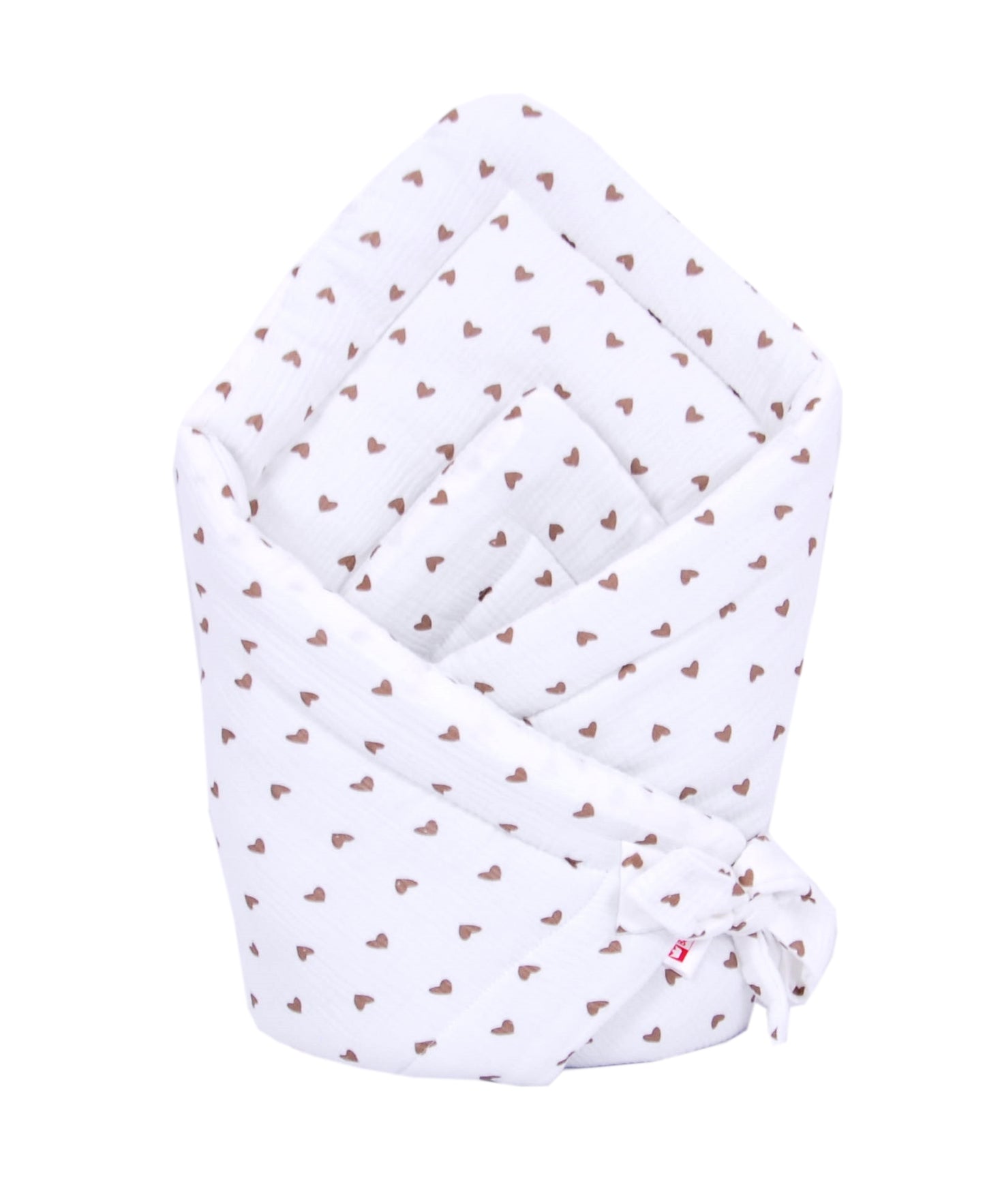 BABYLUX Einschlagdecke Musselin BABYHÖRNCHEN 75 x 75 cm Baby Neugeborene D3 Herzen Braun