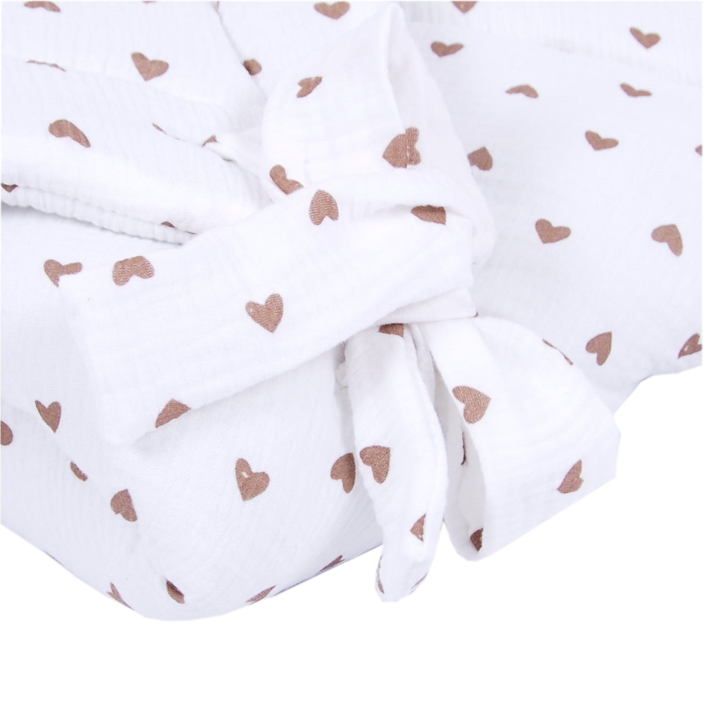 BABYLUX Einschlagdecke Musselin BABYHÖRNCHEN 75 x 75 cm Baby Neugeborene D3 Herzen Braun