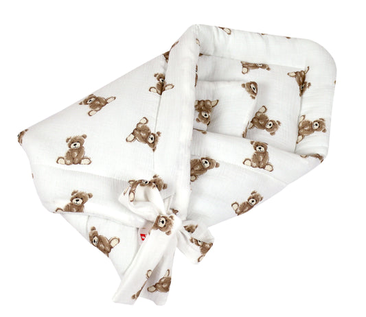 BABYLUX Einschlagdecke Musselin BABYHÖRNCHEN 75 x 75 cm Baby Neugeborene D6 Teddys