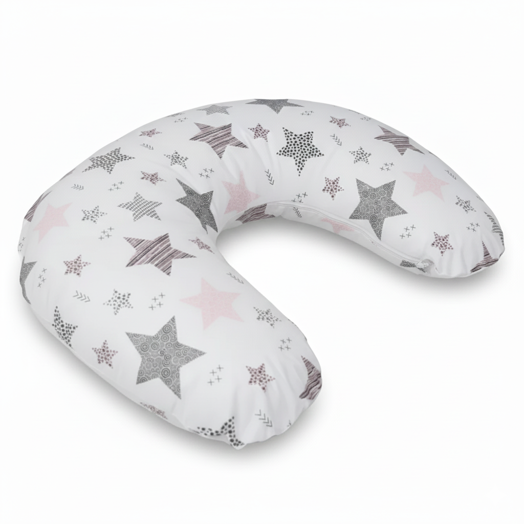 EMI&SAM Stillkissen Klein 60x50cm Stützkissen für Mutter und Baby 19. Sterne Rosa