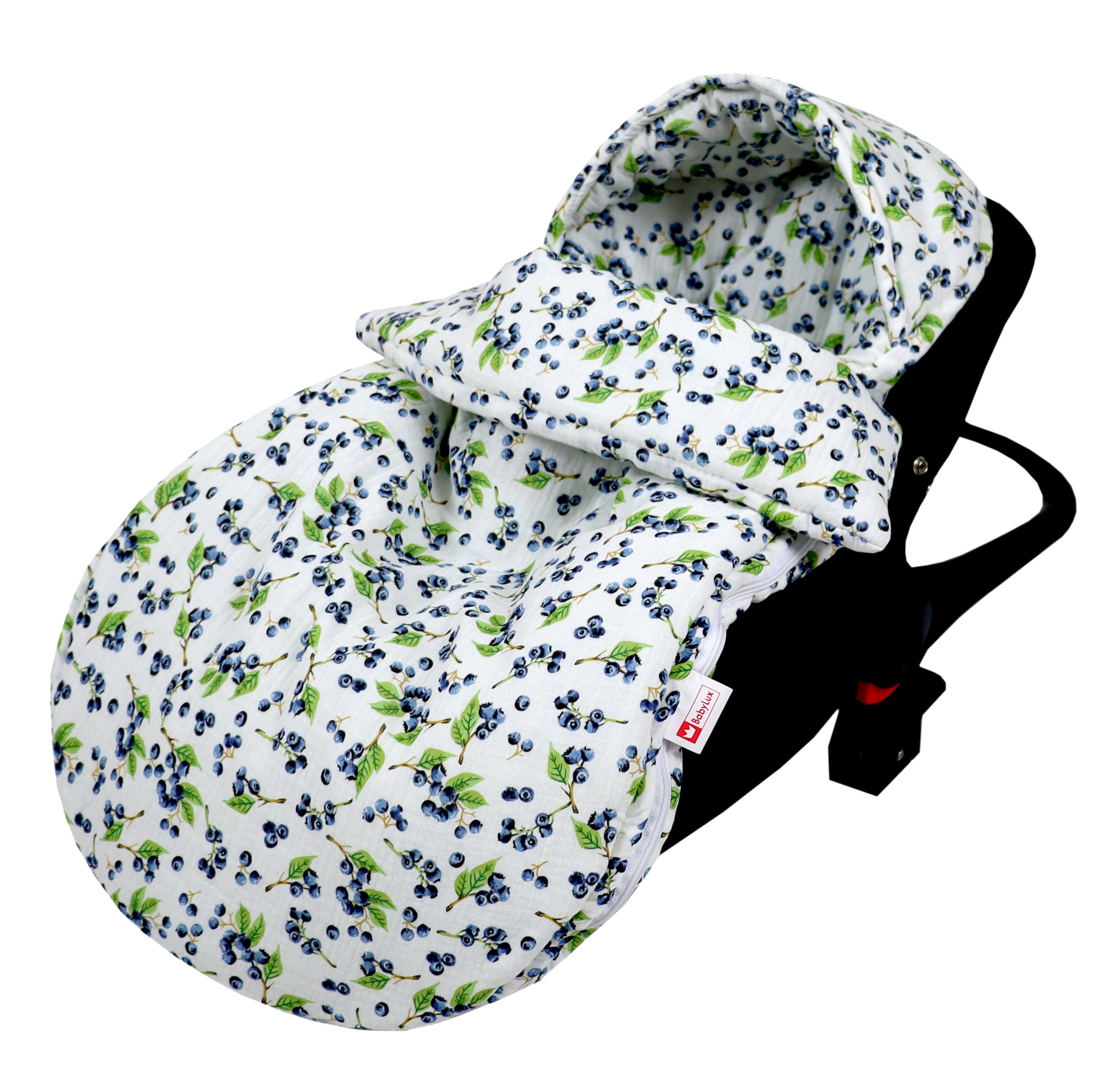 BabyLux Fußsack 90cm Musselin Babyschale Buggy Kinderwagen - Musselin - MD11 Blaubeere