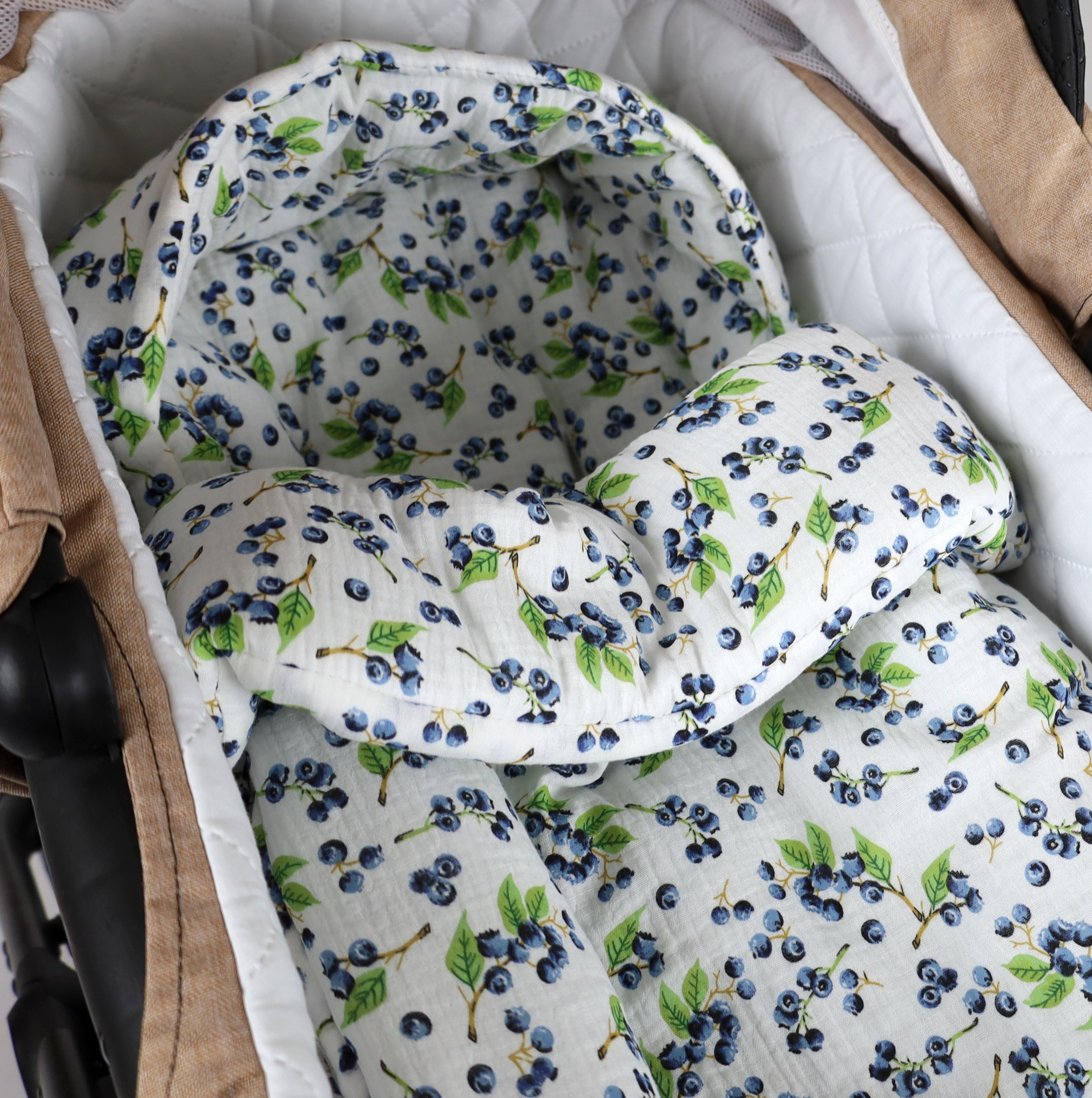 BabyLux Fußsack 90cm Musselin Babyschale Buggy Kinderwagen - Musselin - MD11 Blaubeere