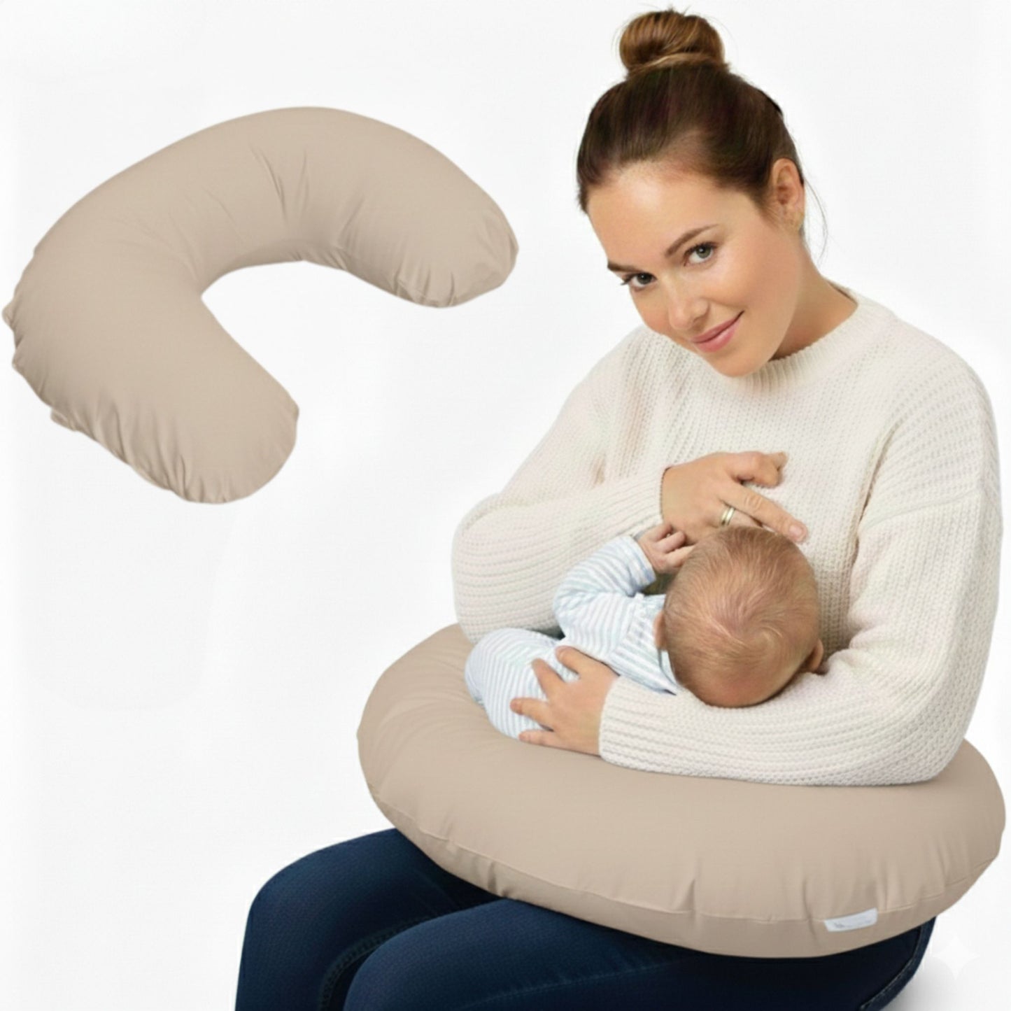 EMI&SAM Stillkissen Klein 60x50cm Stützkissen für Mutter und Baby - Beige