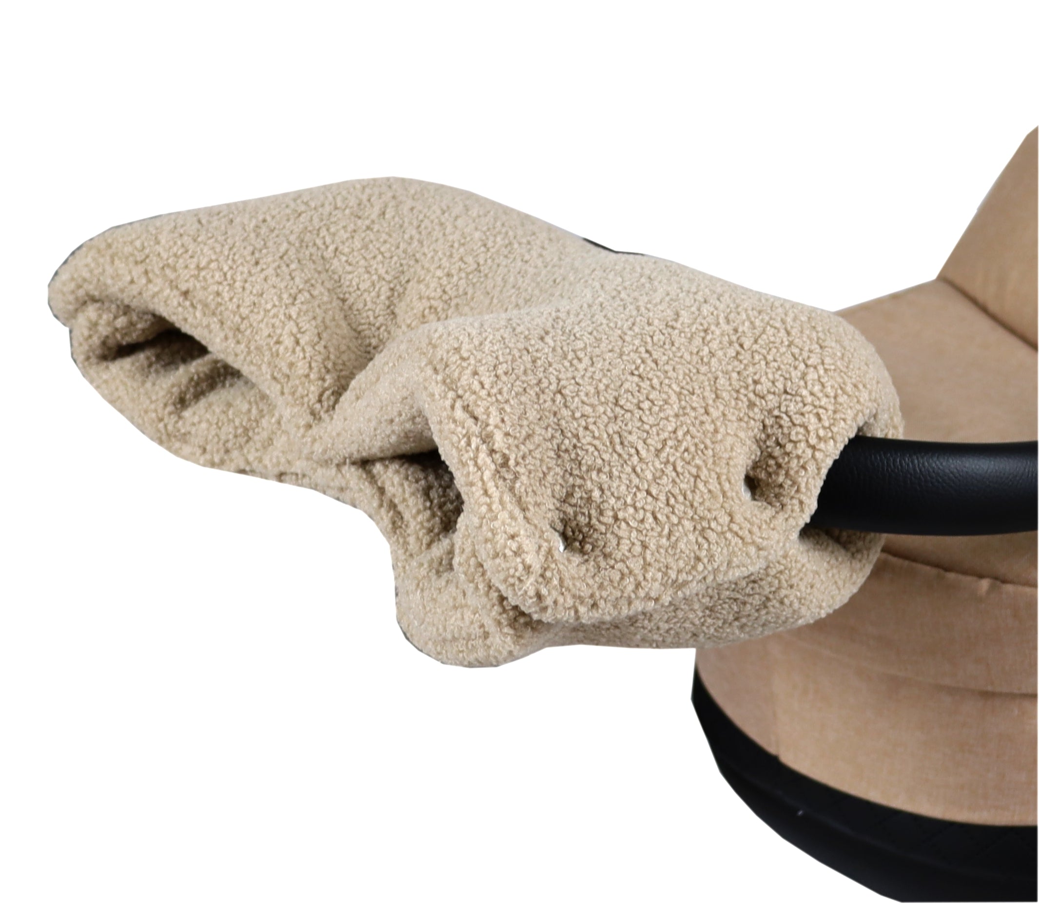 BabyLux Bouclé Handwärmer – Warmer Kinderwagen Buggy Handmuff für Winterspaziergänge - Beige