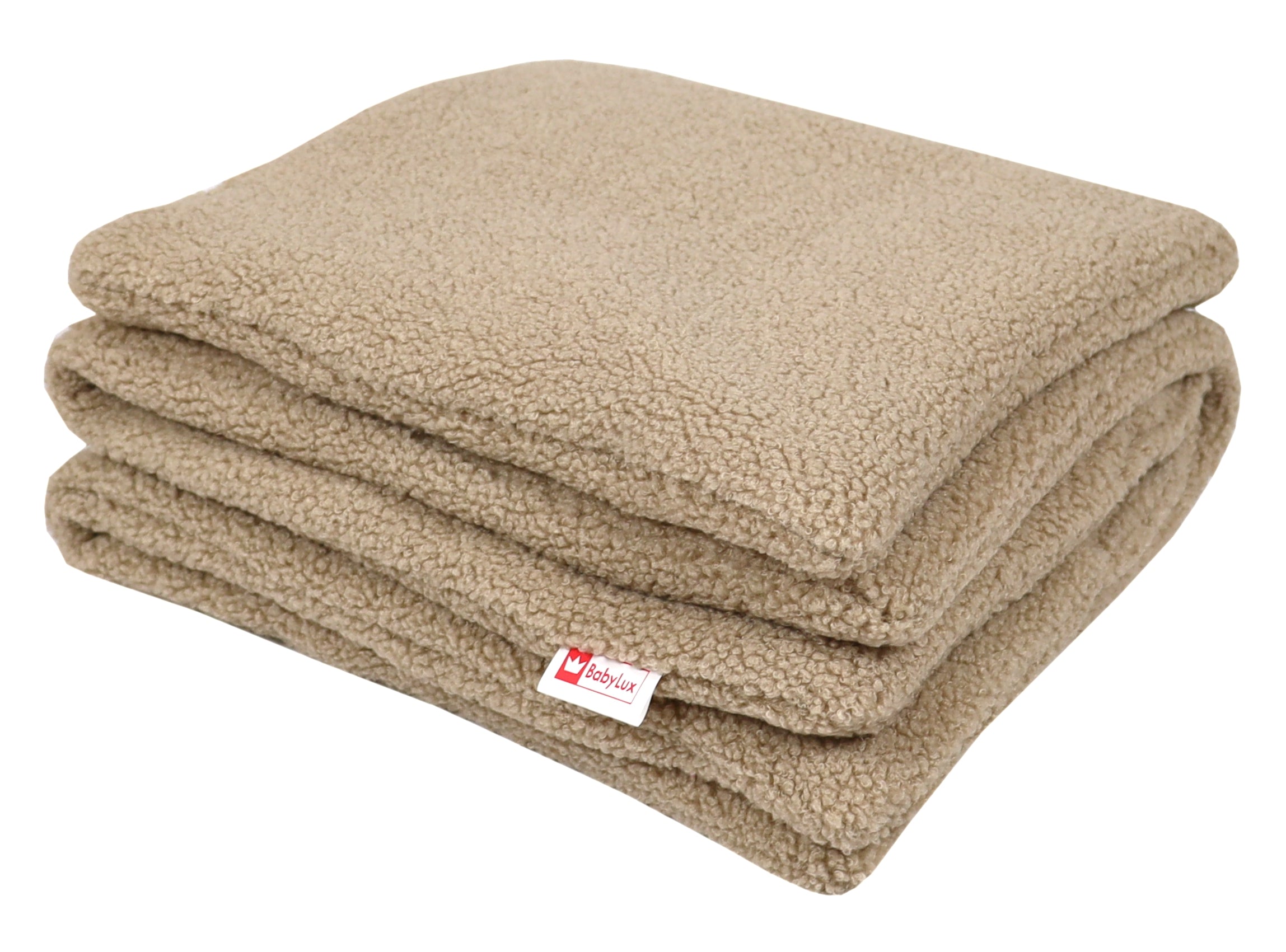 Babylux Kuscheldecke BOUCLÉ 60x75 cm + Kissen – Winter Babydecke für Kinderwagen & Bett – Weich, Warm BD - Beige