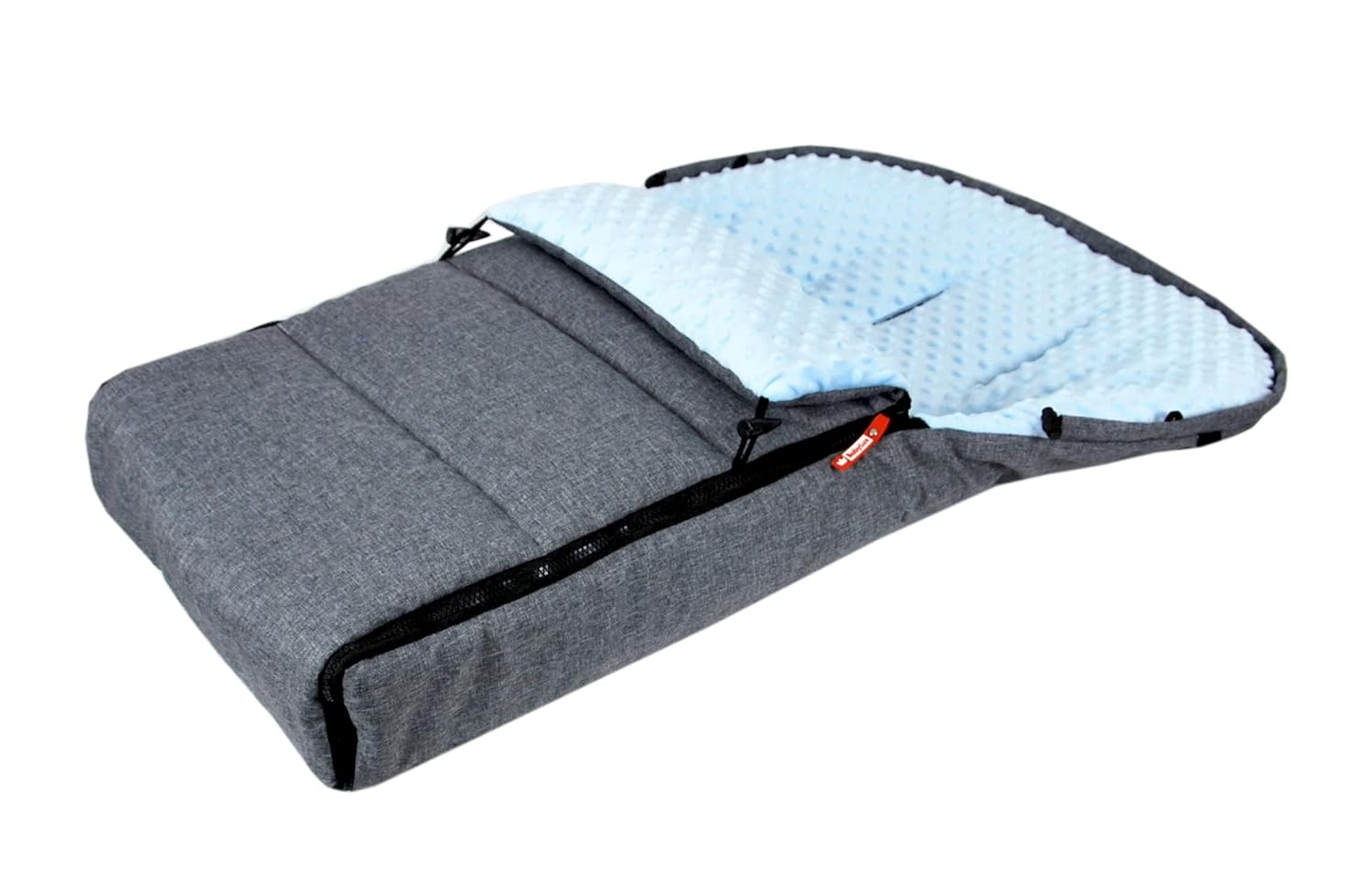 BABYLUX Fußsack 90cm MINKY Kinderwagen Buggy Grau + Blau mit Handmuff