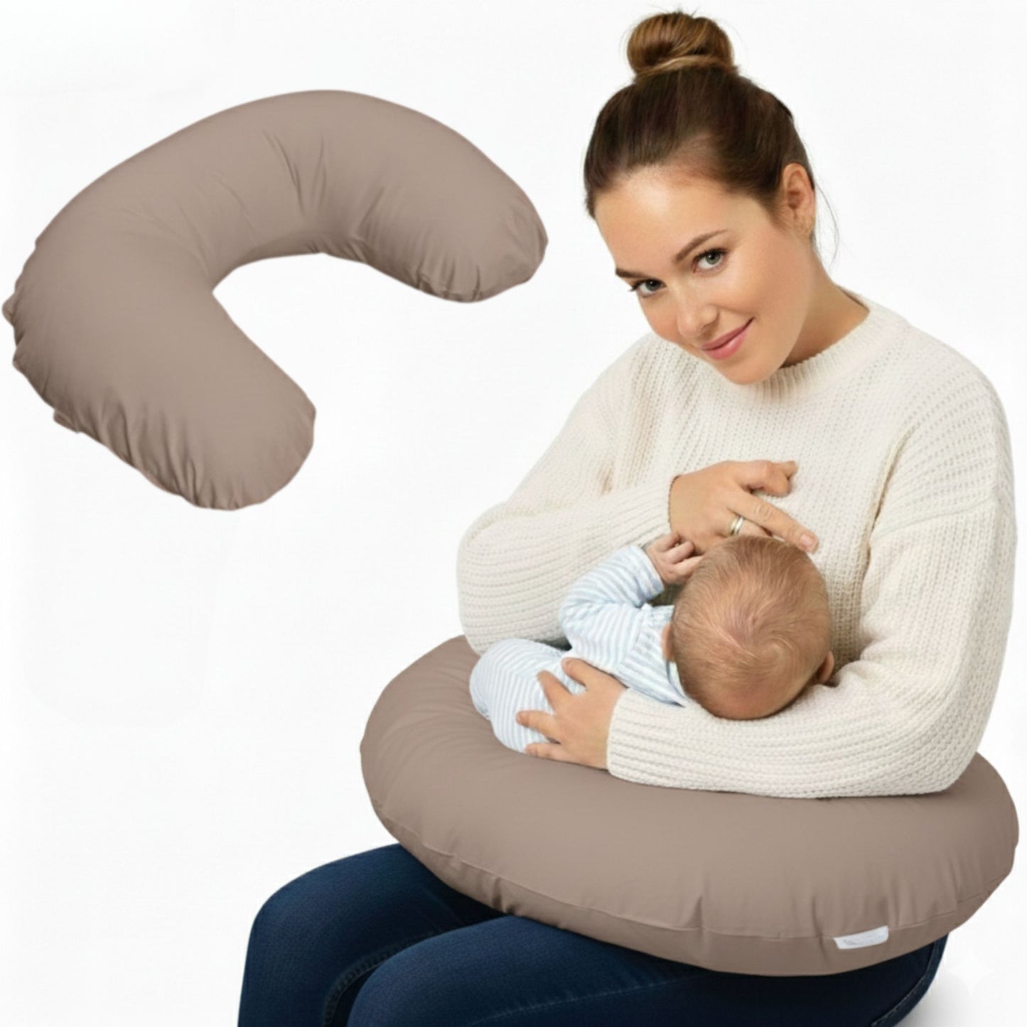 EMI&SAM Stillkissen Klein 60x50cm Stützkissen für Mutter und Baby - Braun