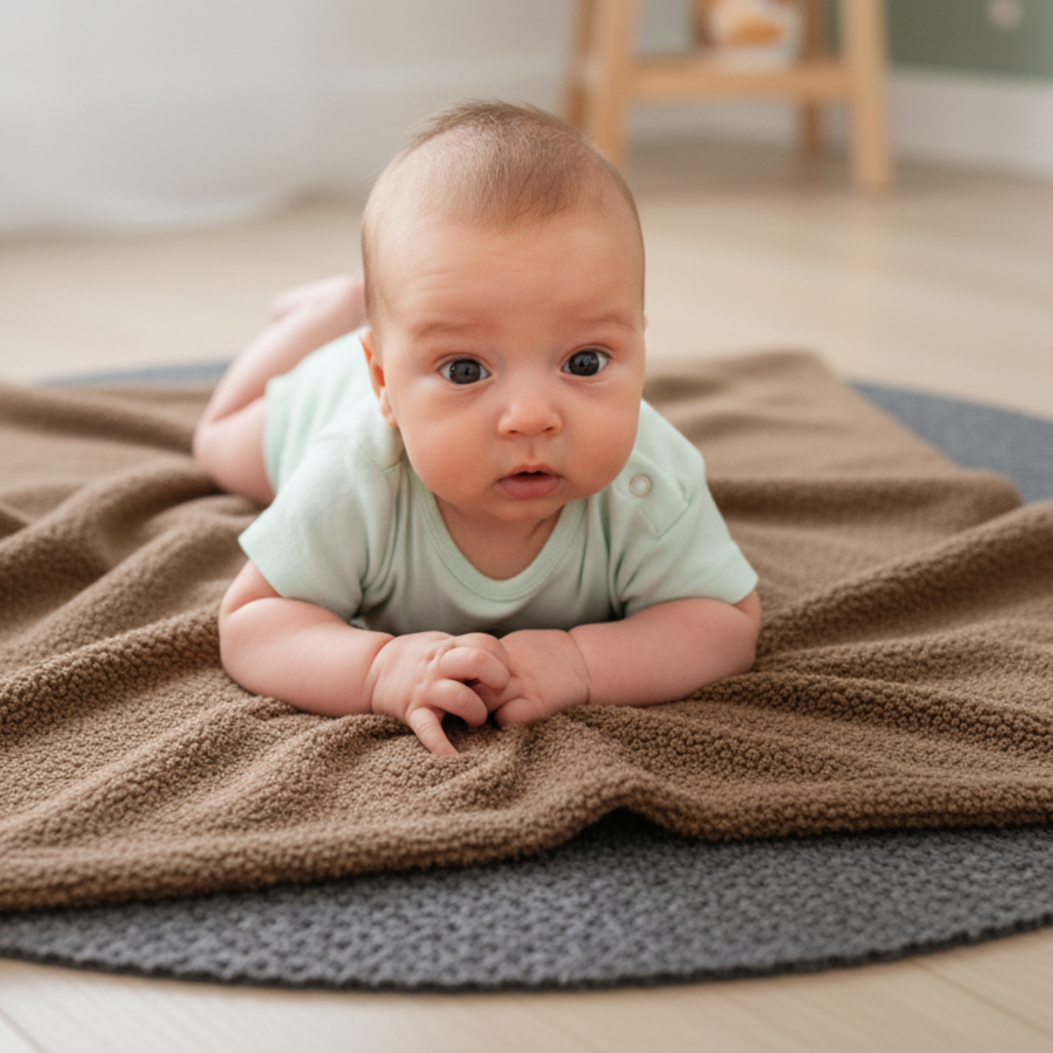 Babylux Kuscheldecke BOUCLÉ 60x75 cm + Kissen – Winter Babydecke für Kinderwagen & Bett – Weich, Warm BD - Braun