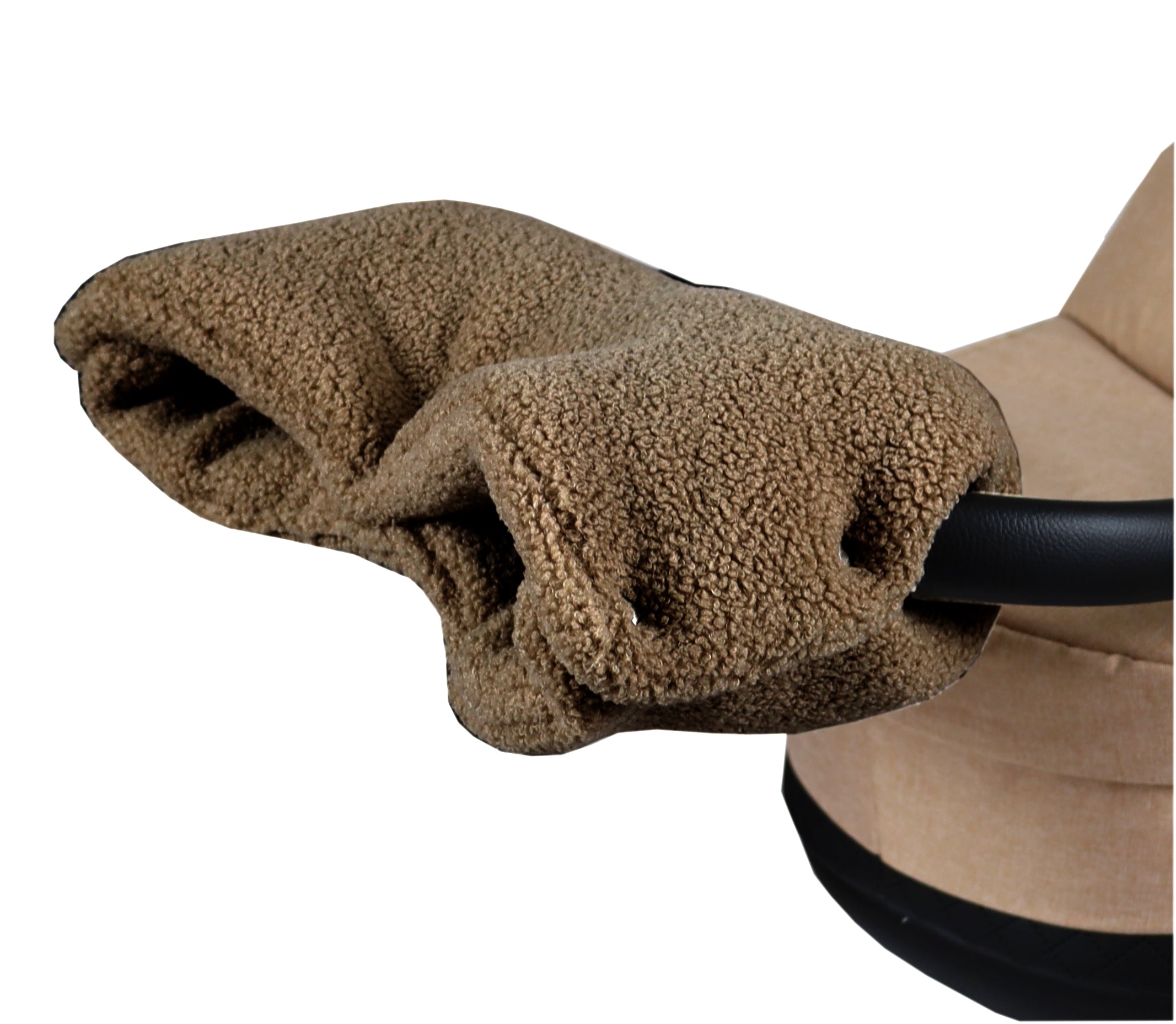BabyLux Bouclé Handwärmer – Warmer Kinderwagen Buggy Handmuff für Winterspaziergänge - Braun