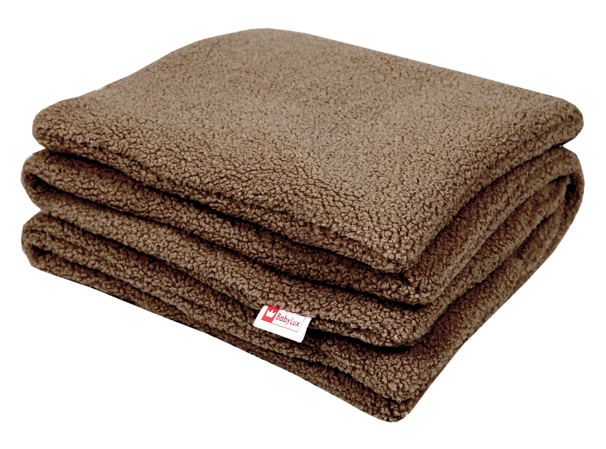 Babylux Kuscheldecke BOUCLÉ 60x75 cm + Kissen – Winter Babydecke für Kinderwagen & Bett – Weich, Warm BD - Braun