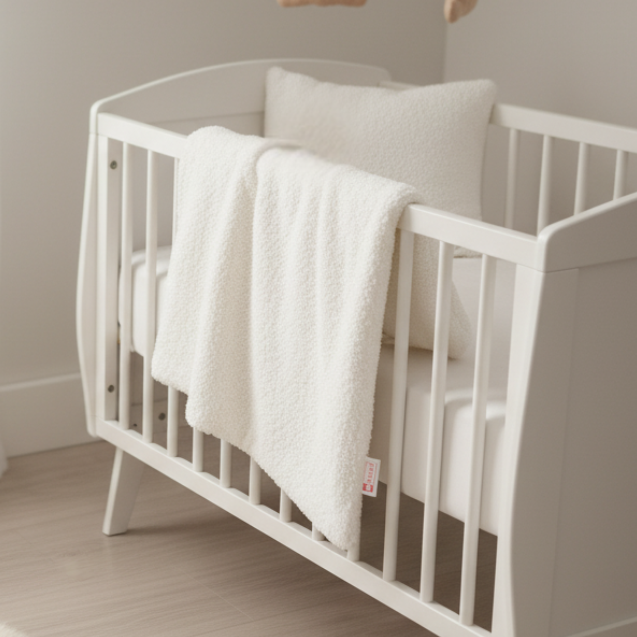 Babylux Kuscheldecke BOUCLÉ 60x75 cm + Kissen – Winter Babydecke für Kinderwagen & Bett – Weich, Warm BD - Ecru