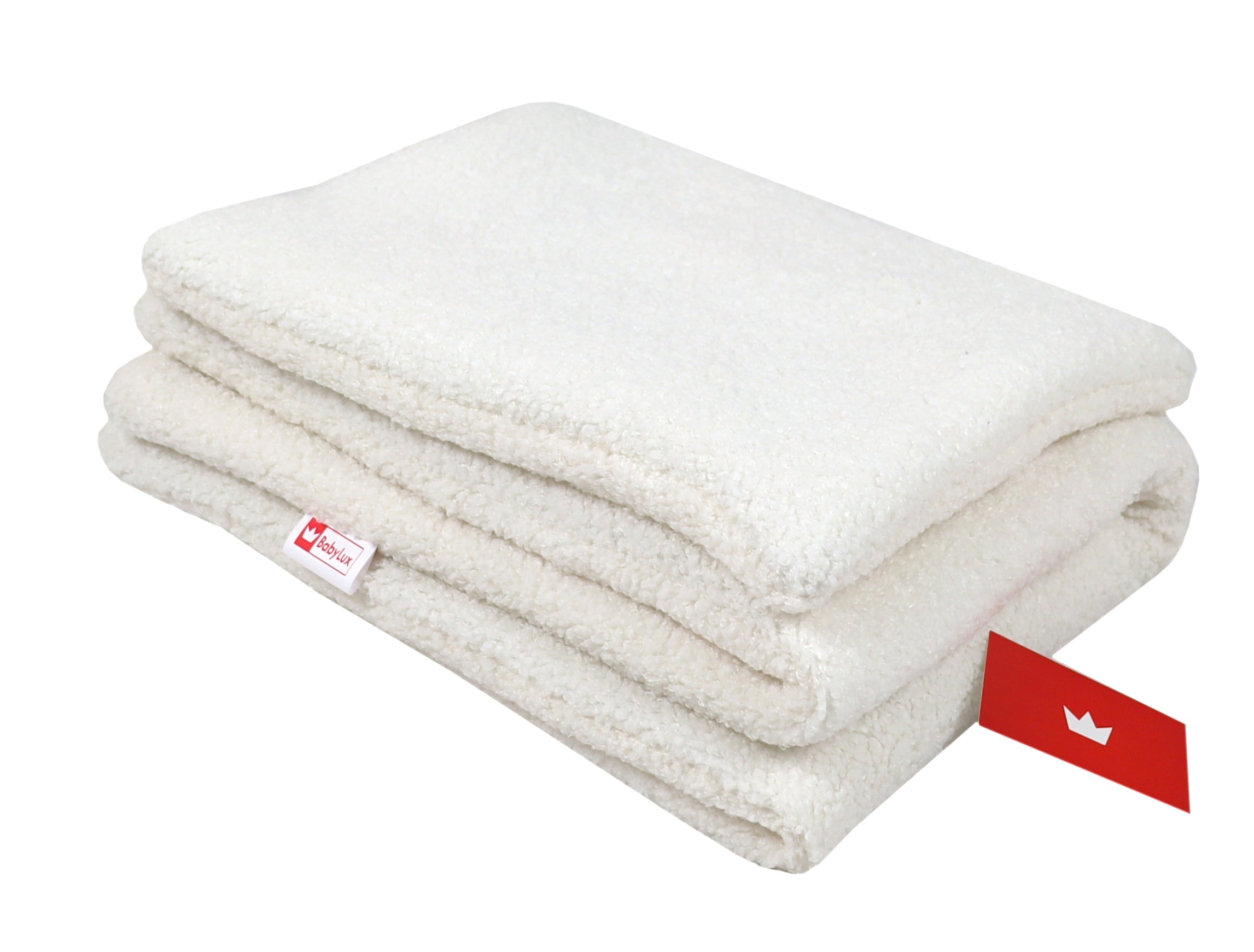 Babylux Kuscheldecke BOUCLÉ 60x75 cm + Kissen – Winter Babydecke für Kinderwagen & Bett – Weich, Warm BD - Ecru