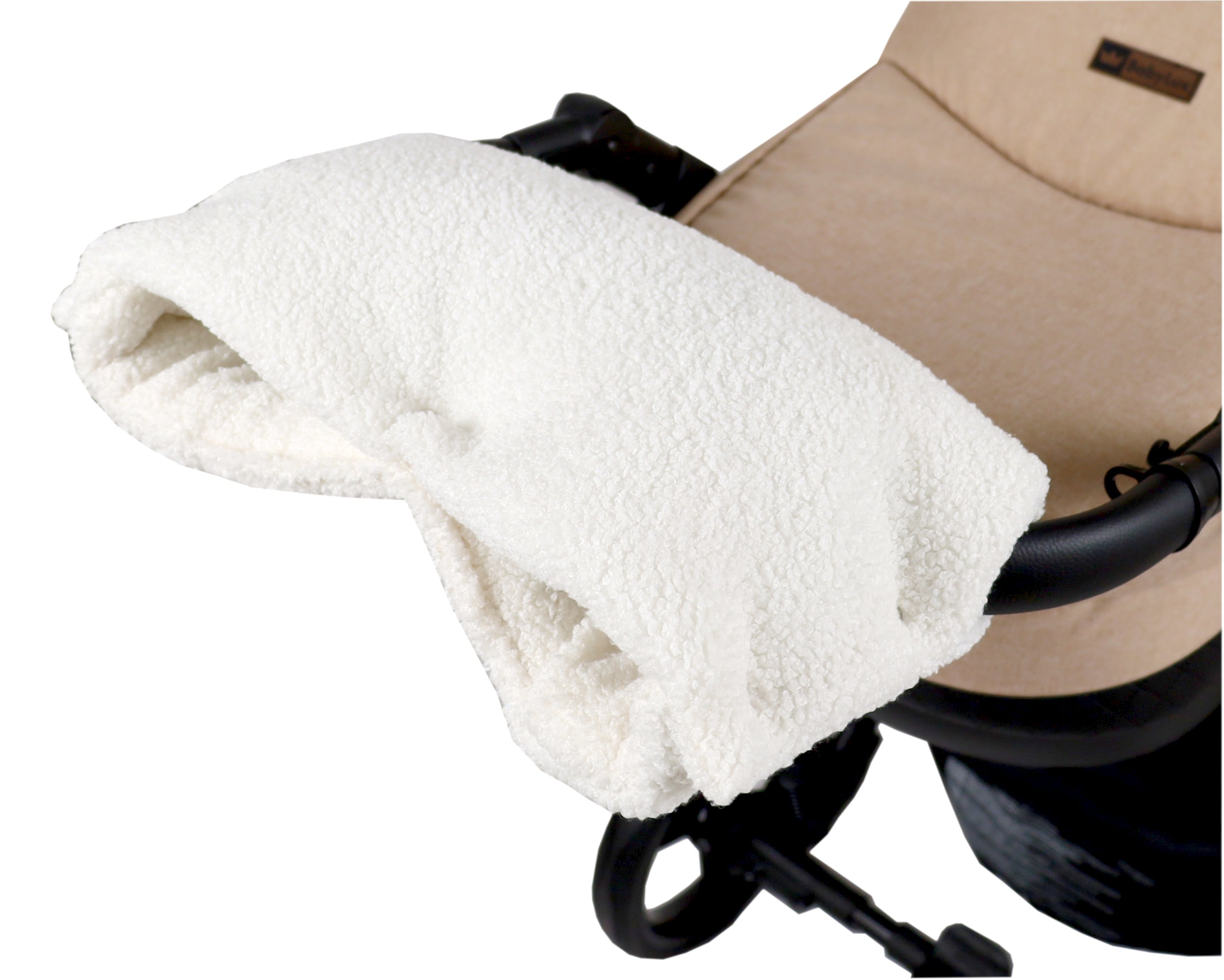 BabyLux Bouclé Handwärmer – Warmer Kinderwagen Buggy Handmuff für Winterspaziergänge - Ecru