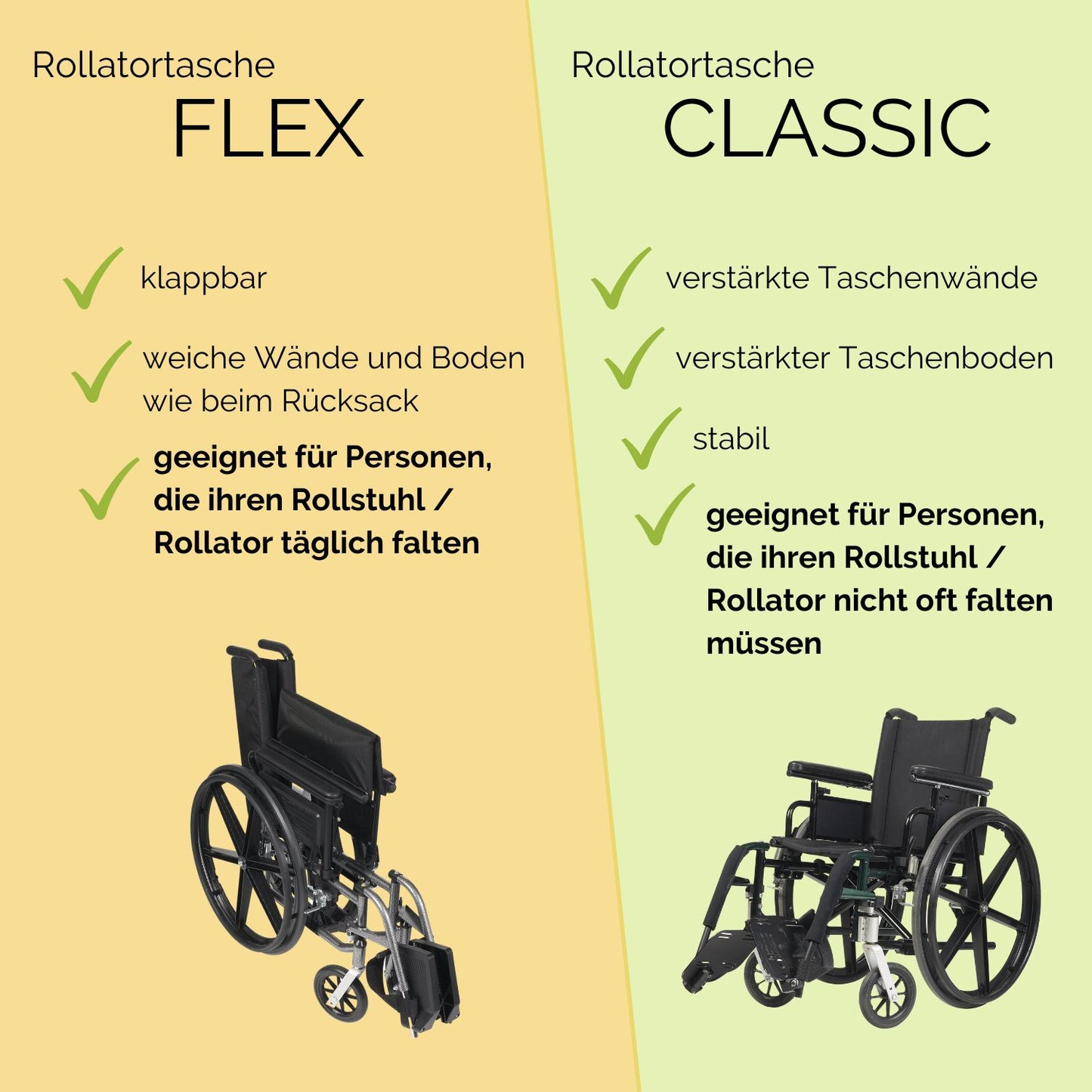 SENIORI Rollator / Rollstuhl Tasche Rollatortasche Rollstuhltasche 2. Schwarz_classic