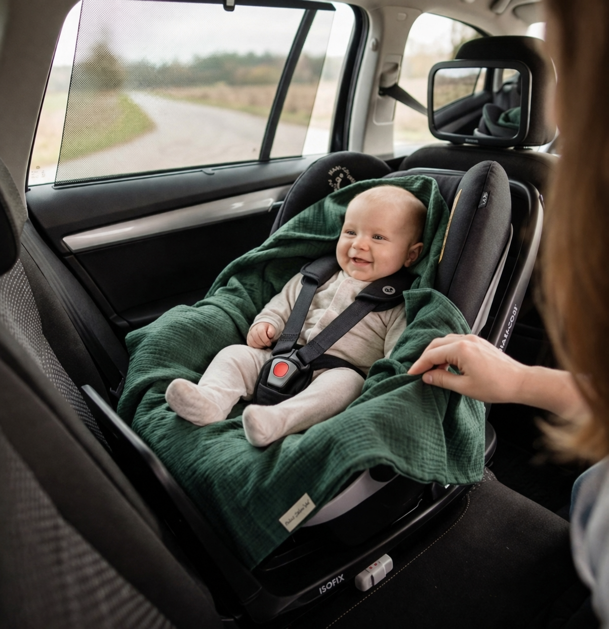 BabyLux Einschlagdecke Musselin 80x80 cm – Sommerdecke für Babyschale, Autositz & Kinderwagen