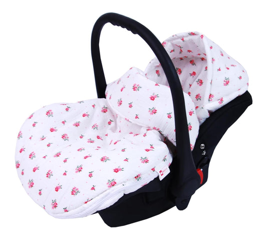 BabyLux Fußsack 90cm Musselin Babyschale Buggy Kinderwagen md2 - Musselin Röschen