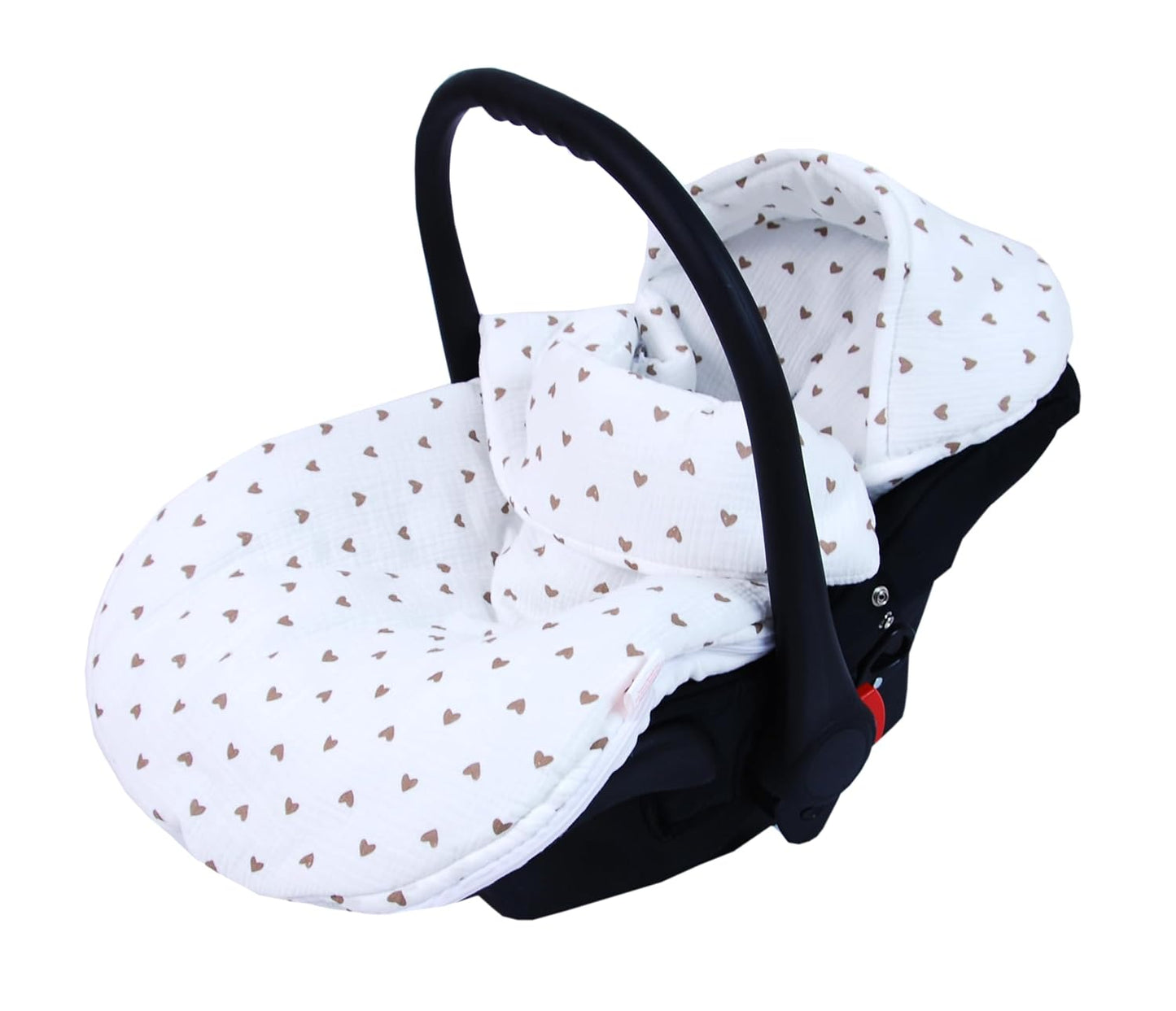 BabyLux Fußsack 90cm Musselin Babyschale Buggy Kinderwagen md3 - Musselin Herzen Braun