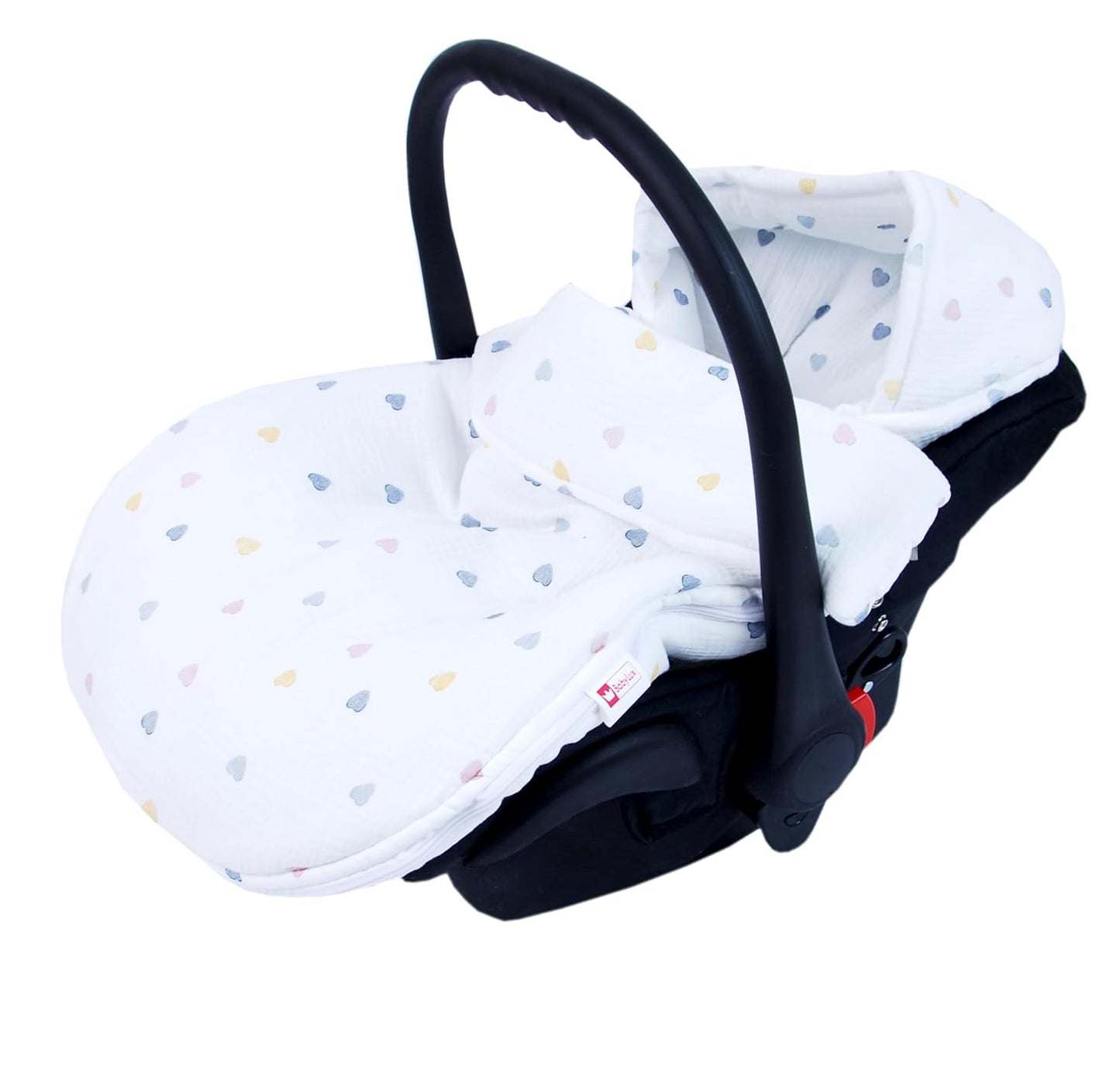 BabyLux Fußsack 90cm Musselin Babyschale Buggy Kinderwagen md4 - Musselin Bunte Herzen