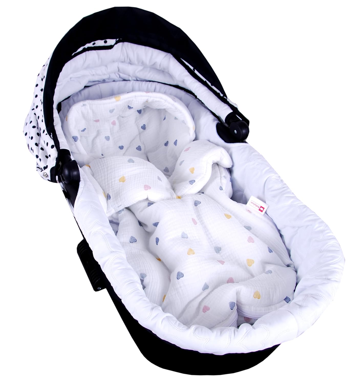 BabyLux Fußsack 90cm Musselin Babyschale Buggy Kinderwagen md4 - Musselin Bunte Herzen