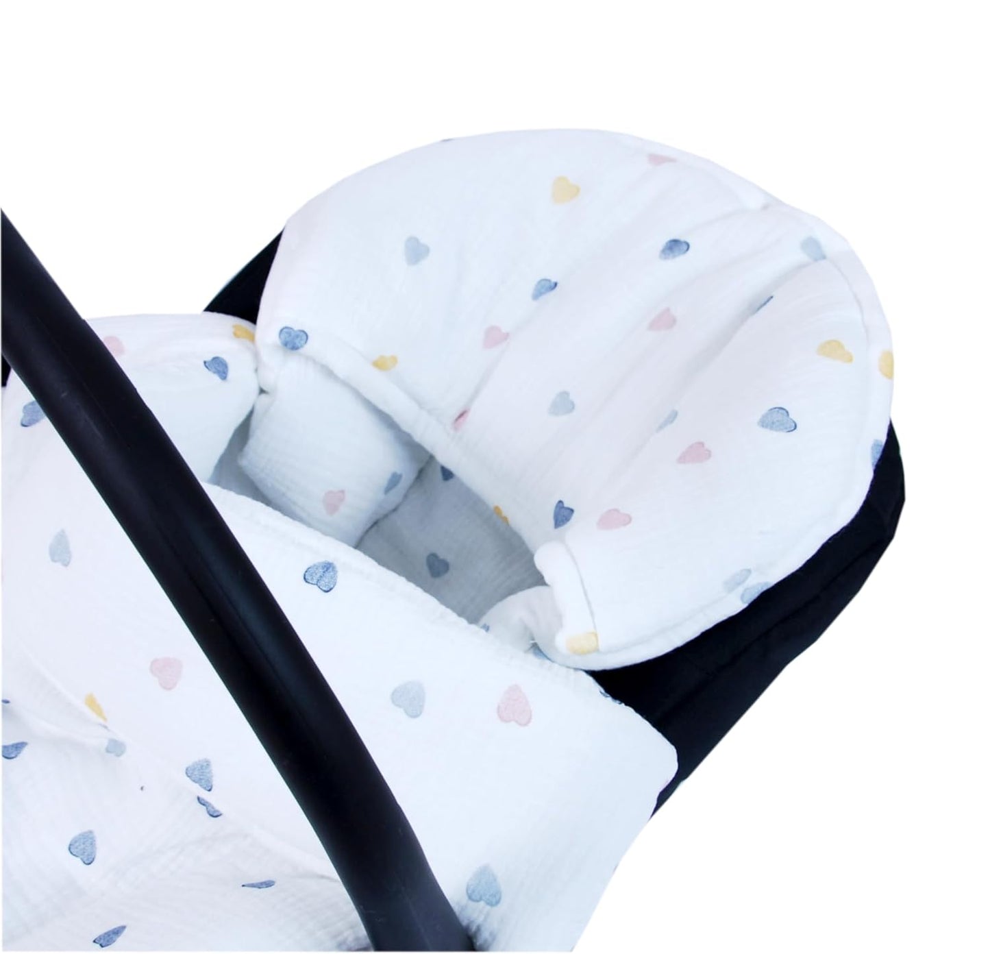 BabyLux Fußsack 90cm Musselin Babyschale Buggy Kinderwagen md4 - Musselin Bunte Herzen