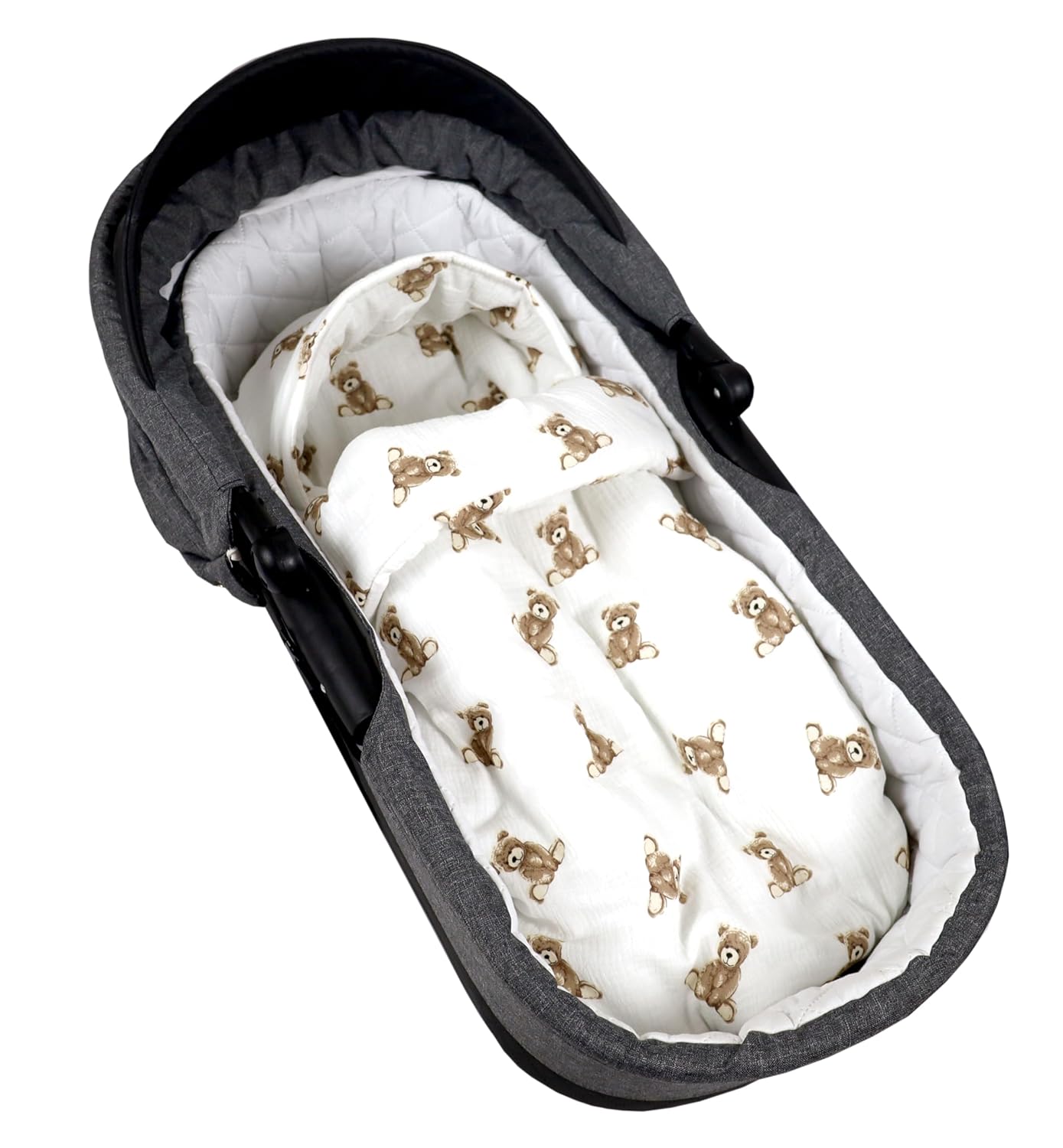 BabyLux Fußsack 90cm Musselin Babyschale Buggy Kinderwagen md6 - Musselin Teddys