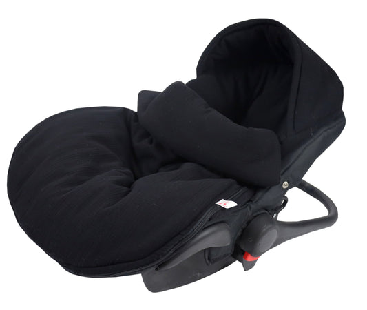 BabyLux Fußsack 90cm Musselin Babyschale Buggy Kinderwagen Musselin - Schwarz