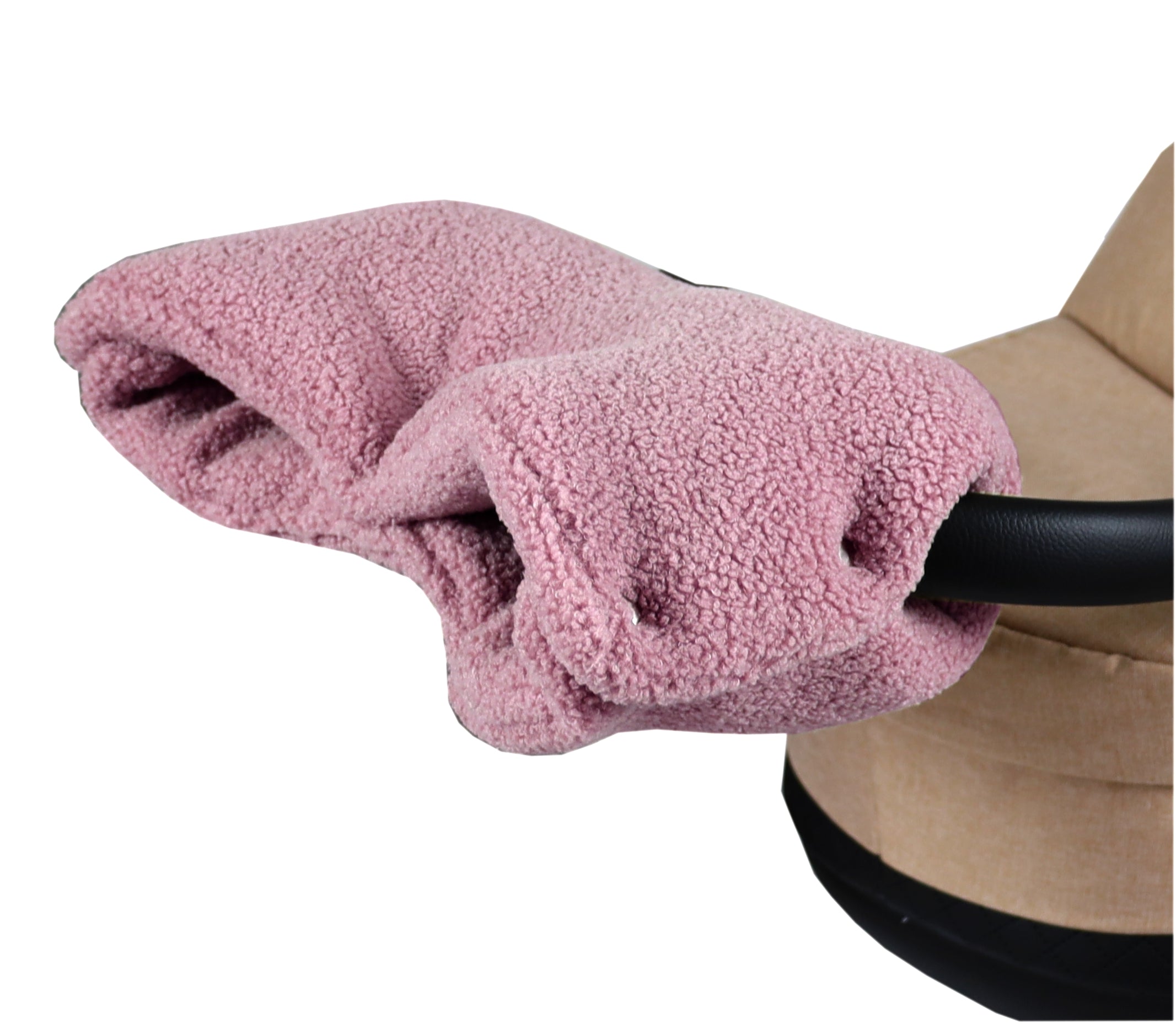 BabyLux Bouclé Handwärmer – Warmer Kinderwagen Buggy Handmuff für Winterspaziergänge - Rosa