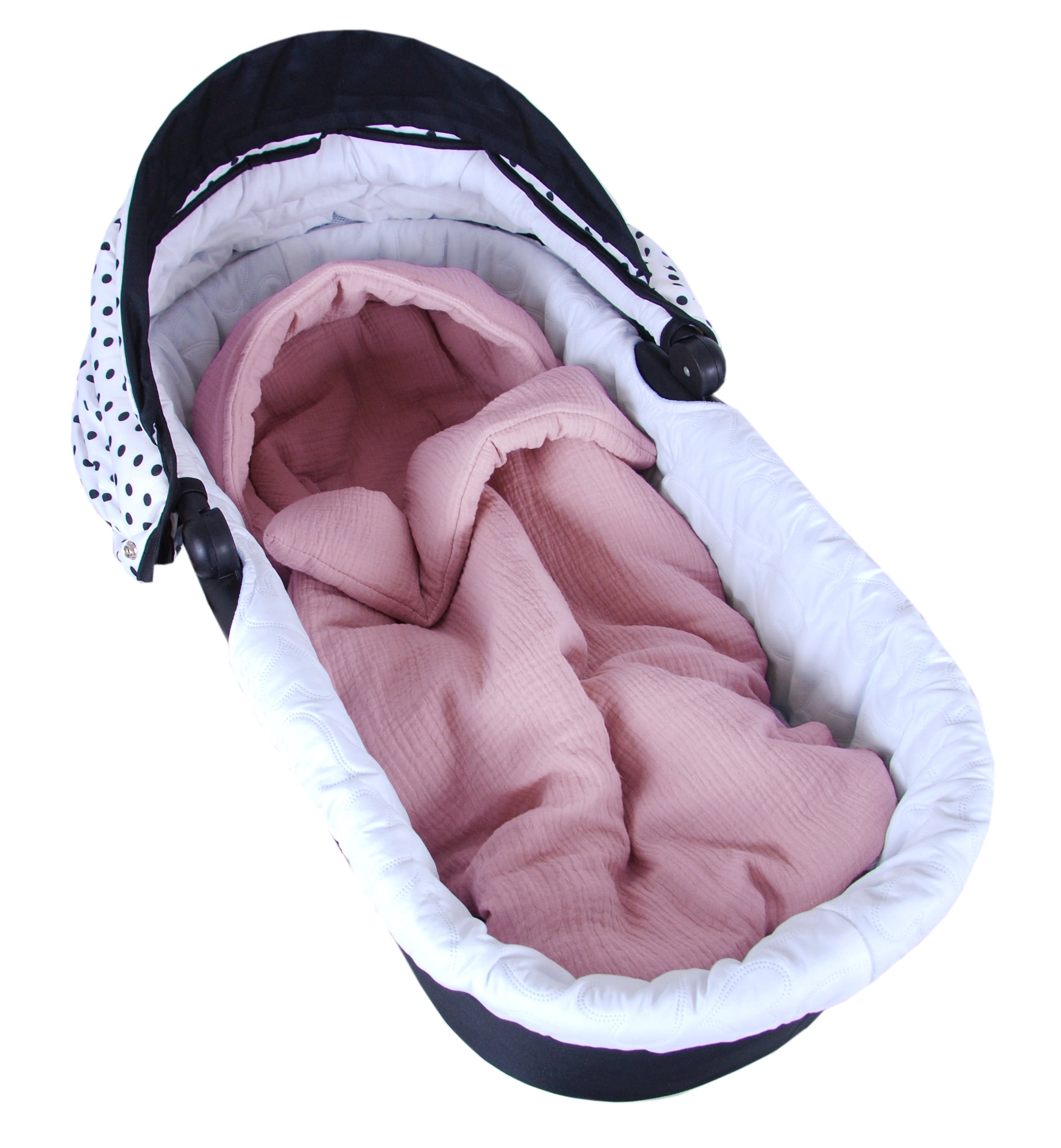 BabyLux Fußsack 90cm Musselin Babyschale Buggy Kinderwagen Musselin - Rosa
