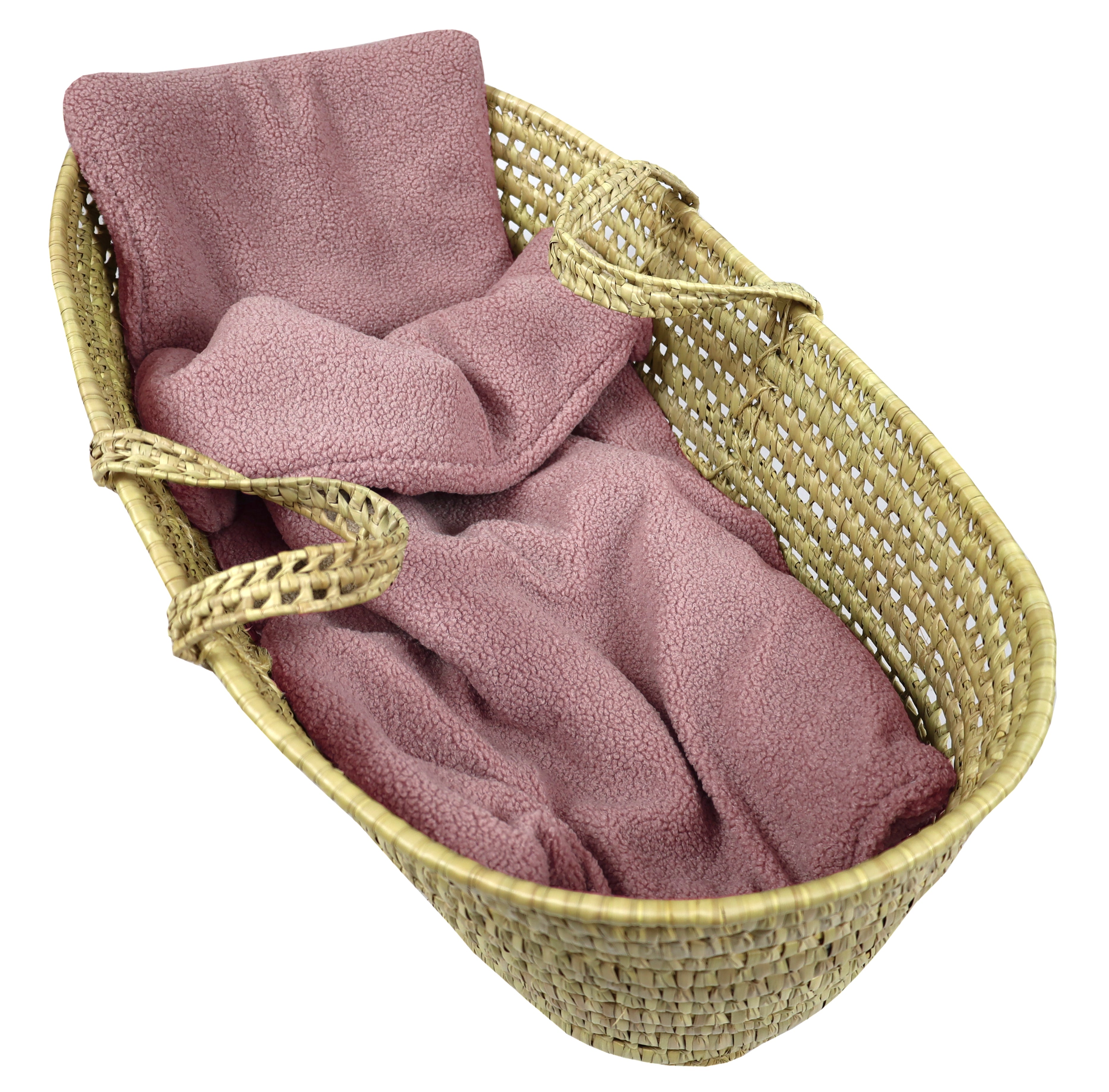 Babylux Kuscheldecke BOUCLÉ 60x75 cm + Kissen – Winter Babydecke für Kinderwagen & Bett – Weich, Warm BD - Rosa