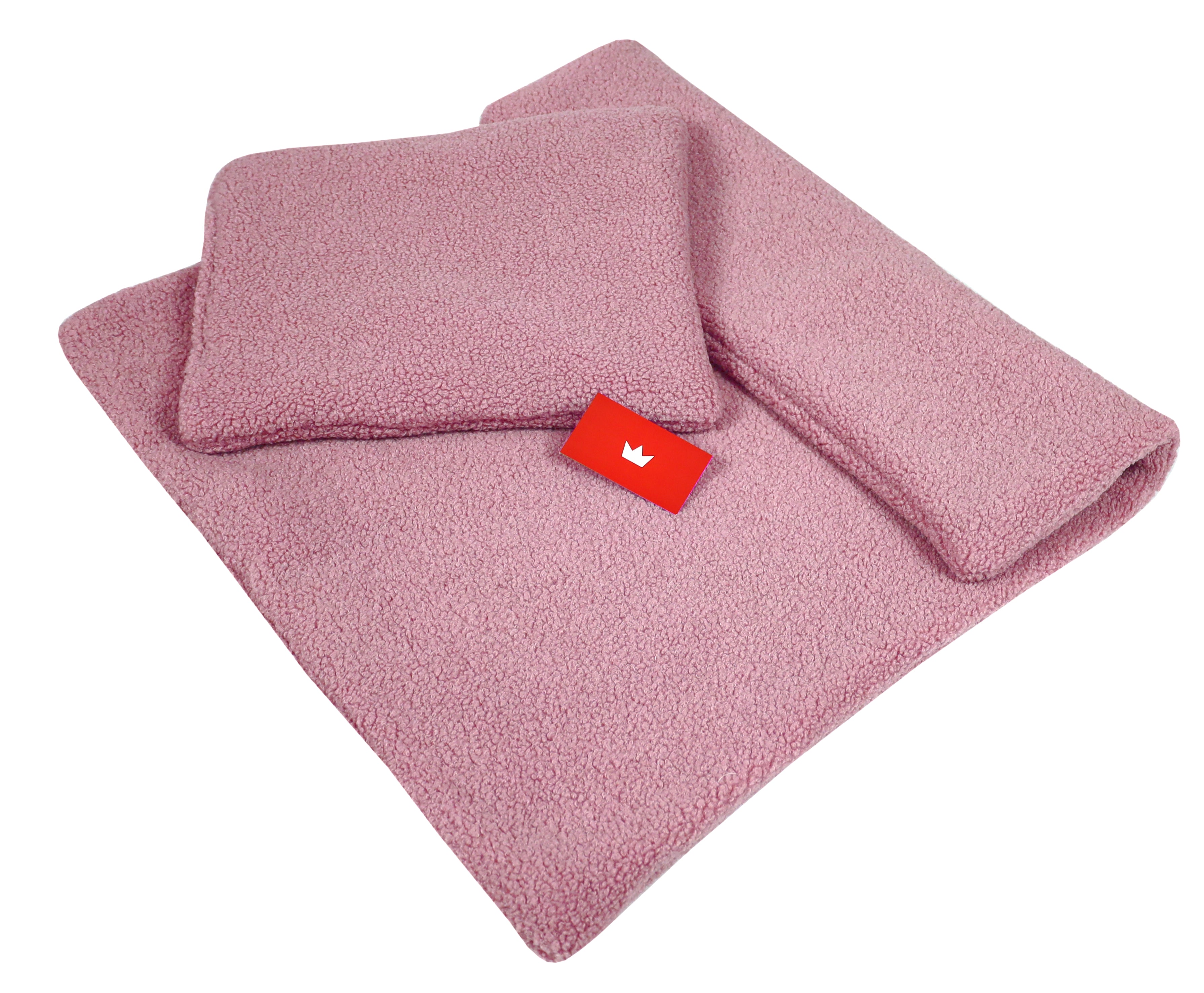 Babylux Kuscheldecke BOUCLÉ 60x75 cm + Kissen – Winter Babydecke für Kinderwagen & Bett – Weich, Warm BD - Rosa