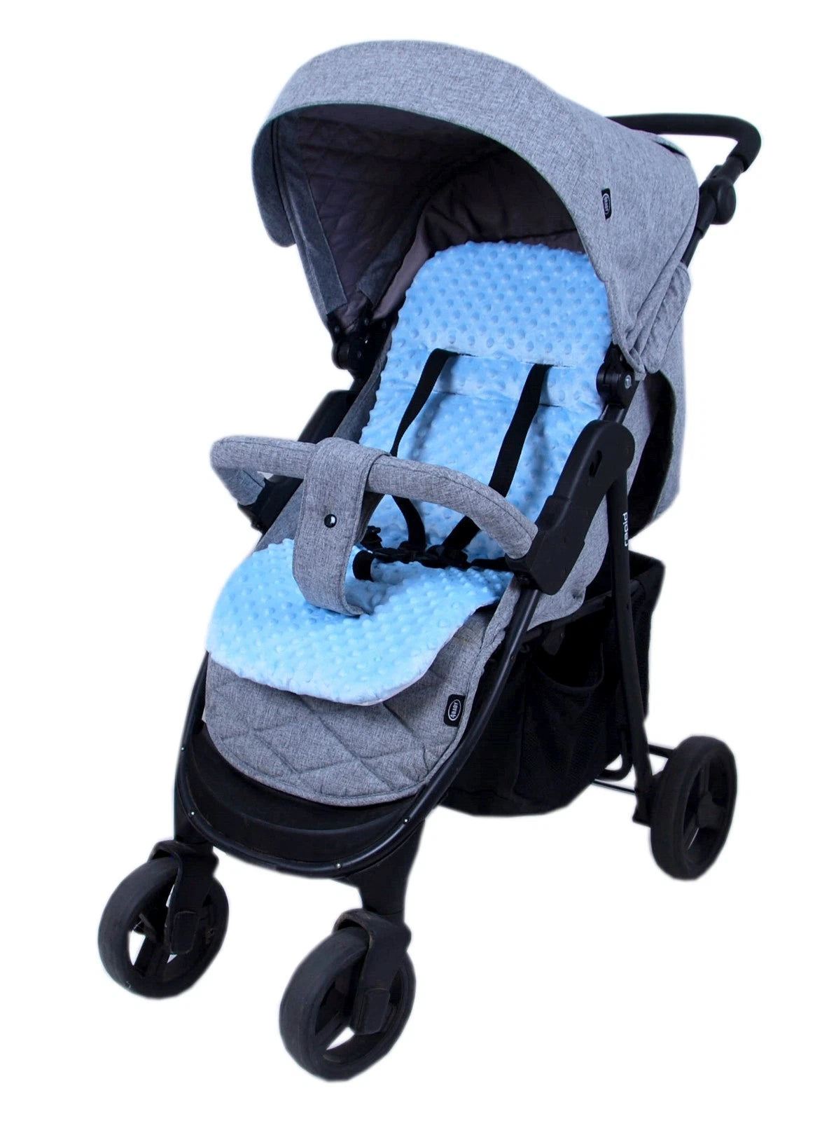 BabyLux Sitzauflage für Kinderwagen Buggy Sitzeinlage Kinderwagenauflage S163 Blau + Schnuckis