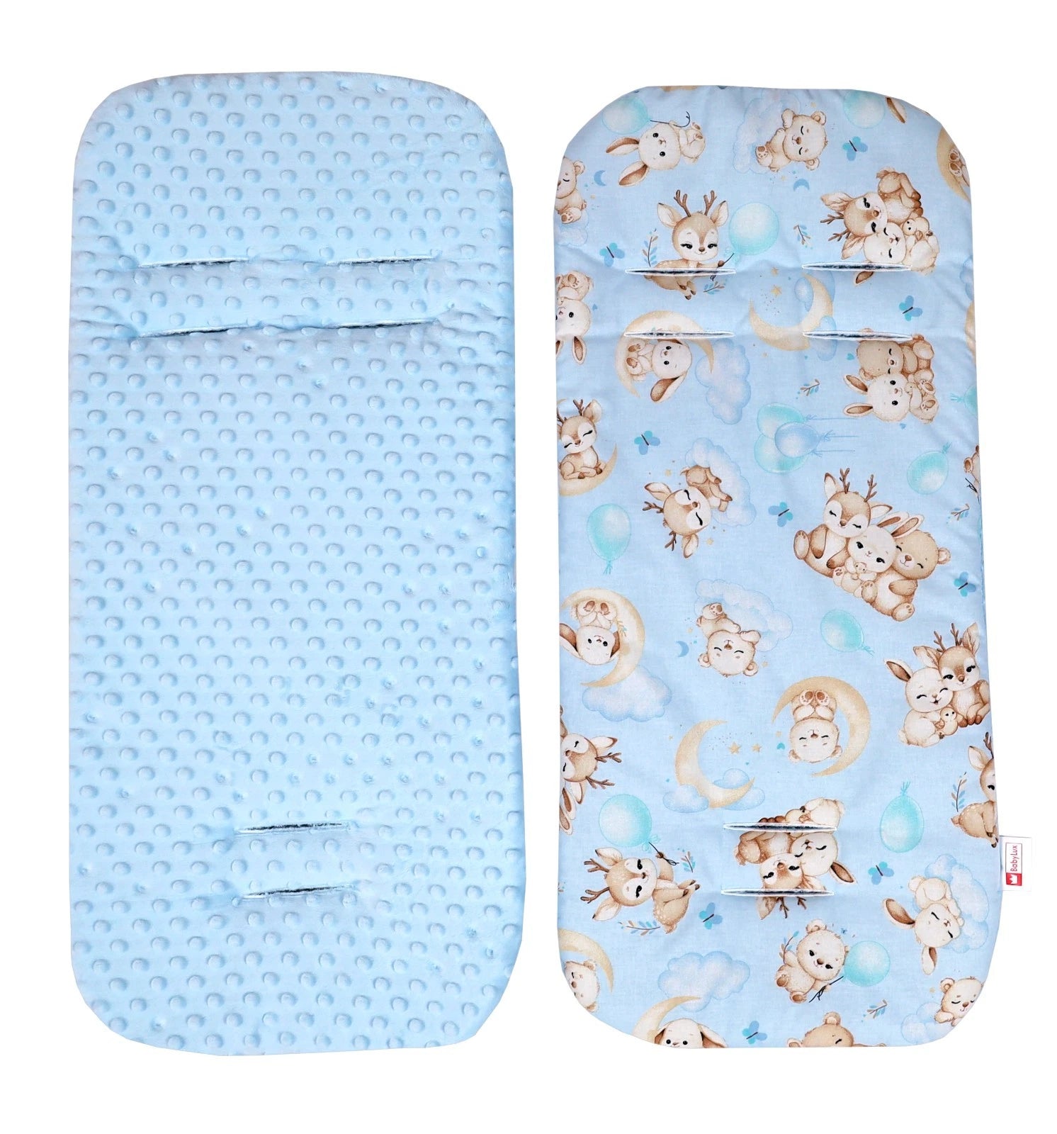 BabyLux Sitzauflage für Kinderwagen Buggy Sitzeinlage Kinderwagenauflage S163 Blau + Schnuckis