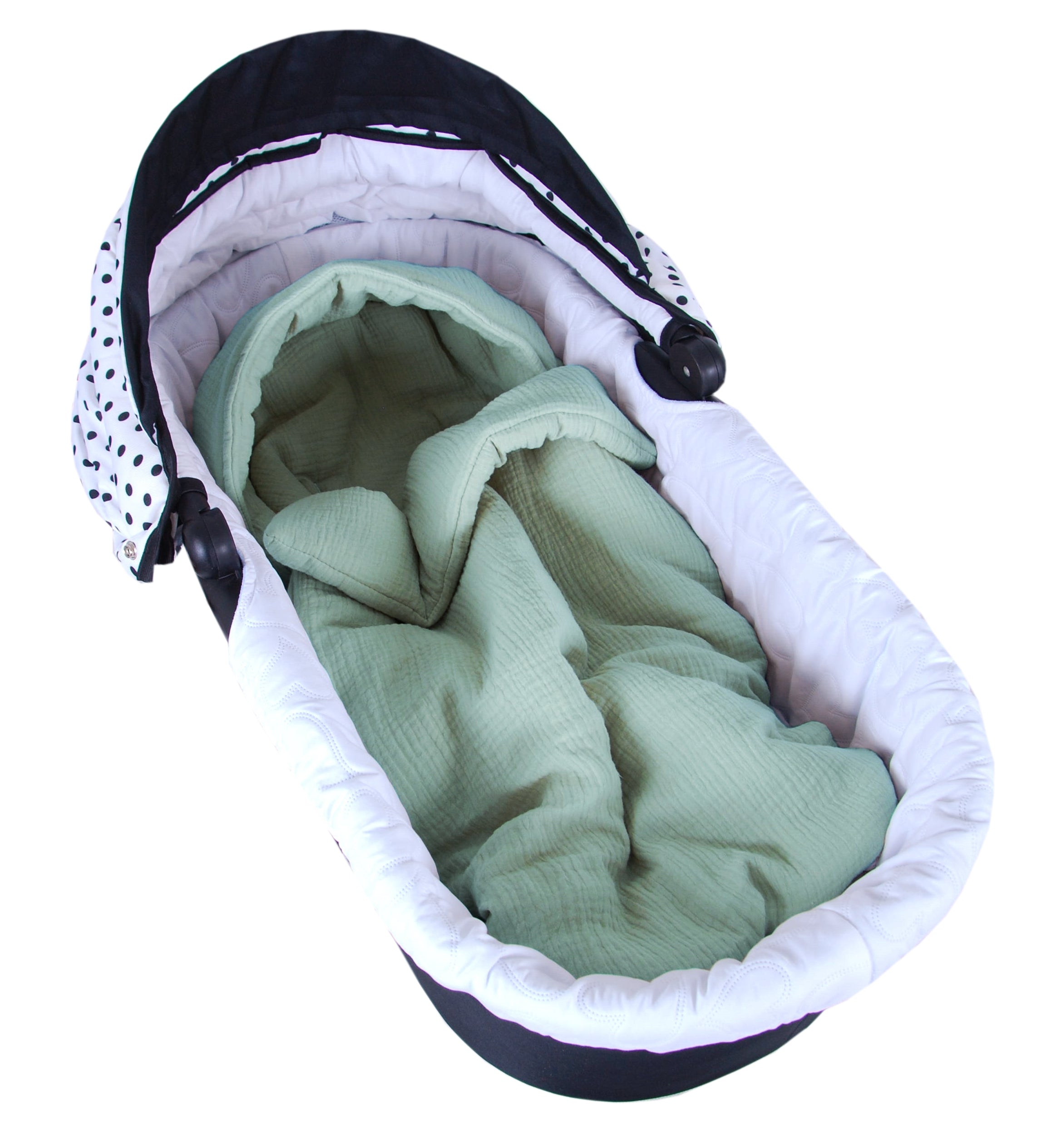 BabyLux Fußsack 90cm Musselin Babyschale Buggy Kinderwagen - Musselin - hell Grün