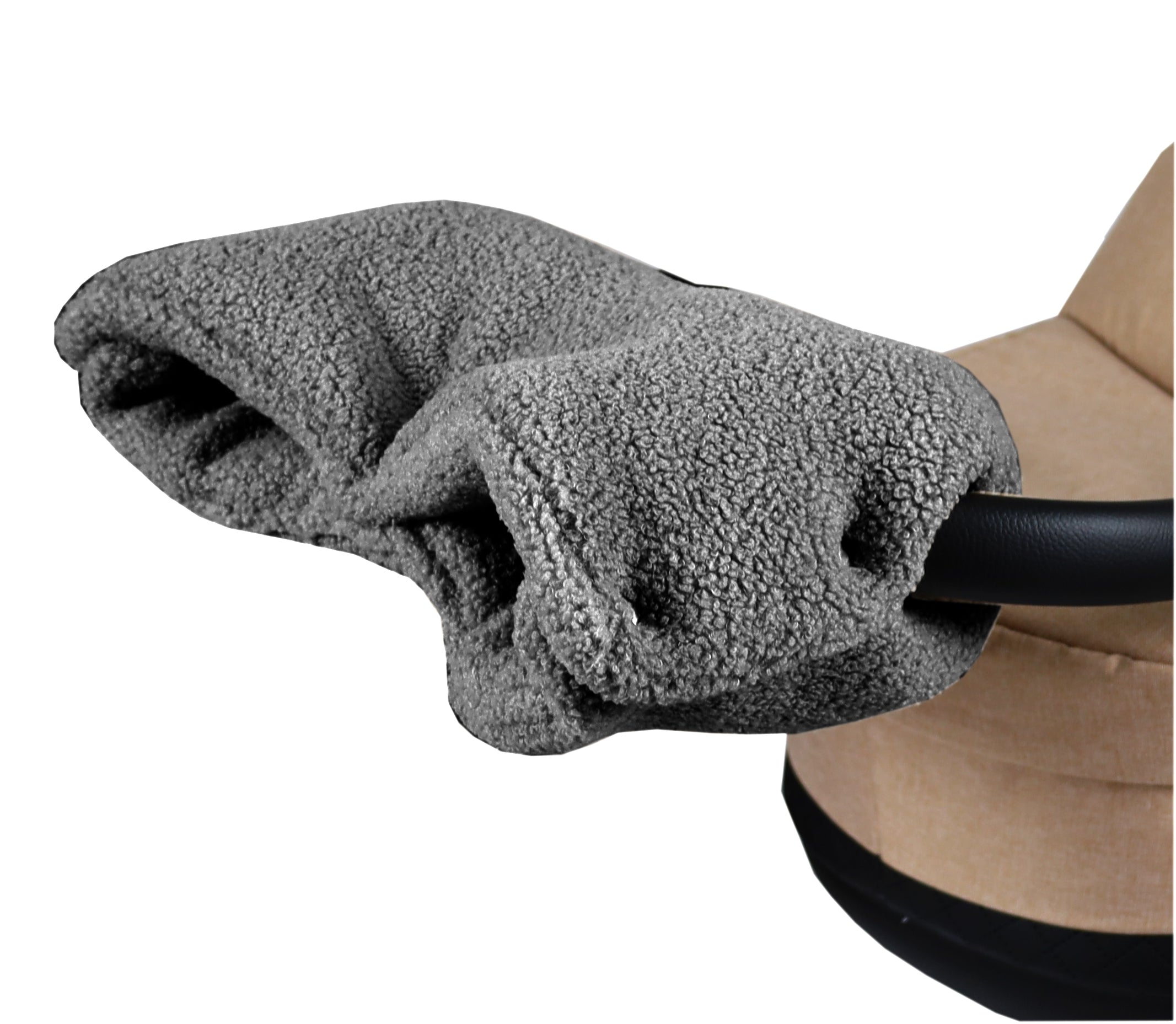 BabyLux Bouclé Handwärmer – Warmer Kinderwagen Buggy Handmuff für Winterspaziergänge - Grau