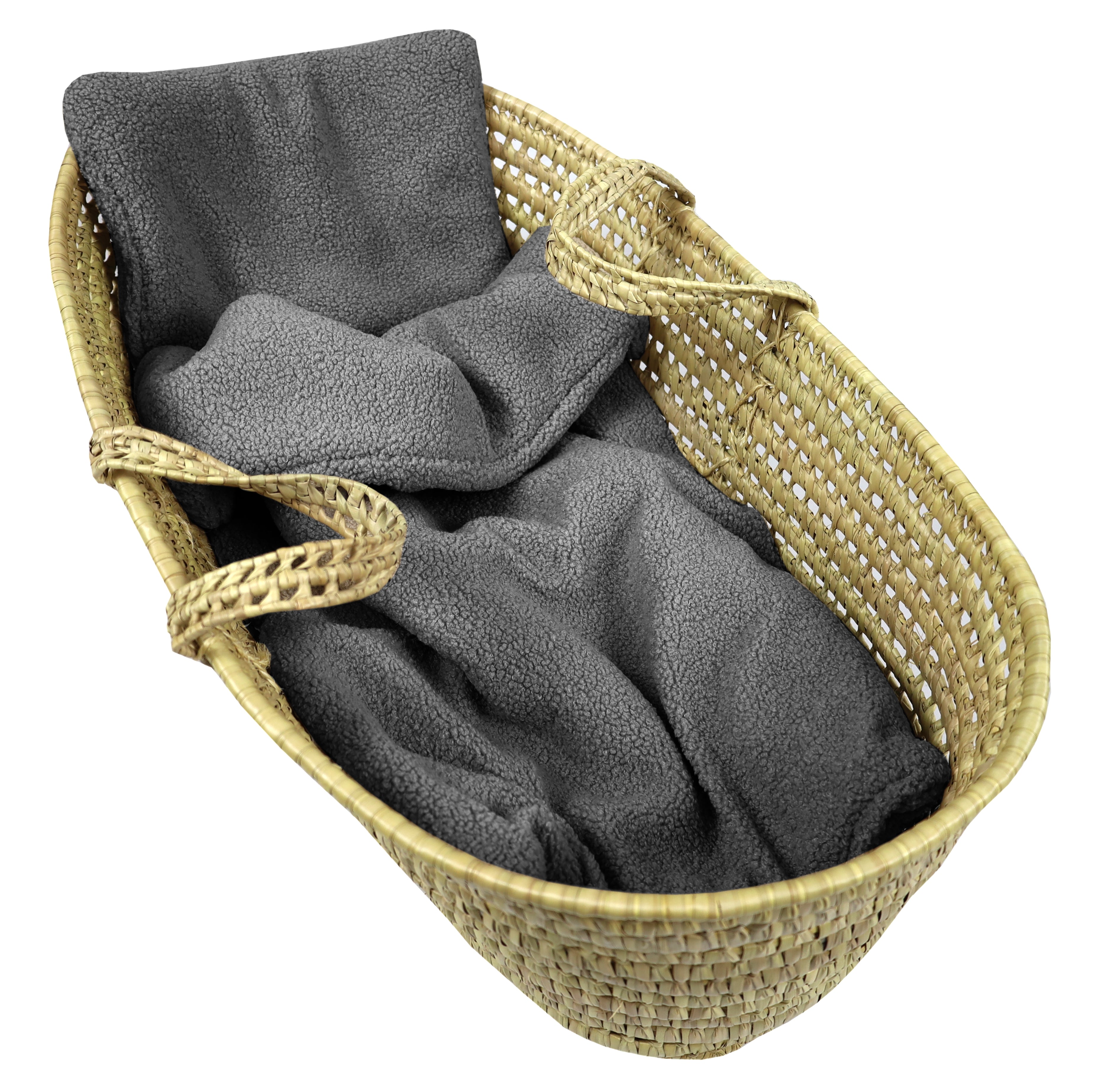 Babylux Kuscheldecke BOUCLÉ 60x75 cm + Kissen – Winter Babydecke für Kinderwagen & Bett – Weich, Warm BD - Grau