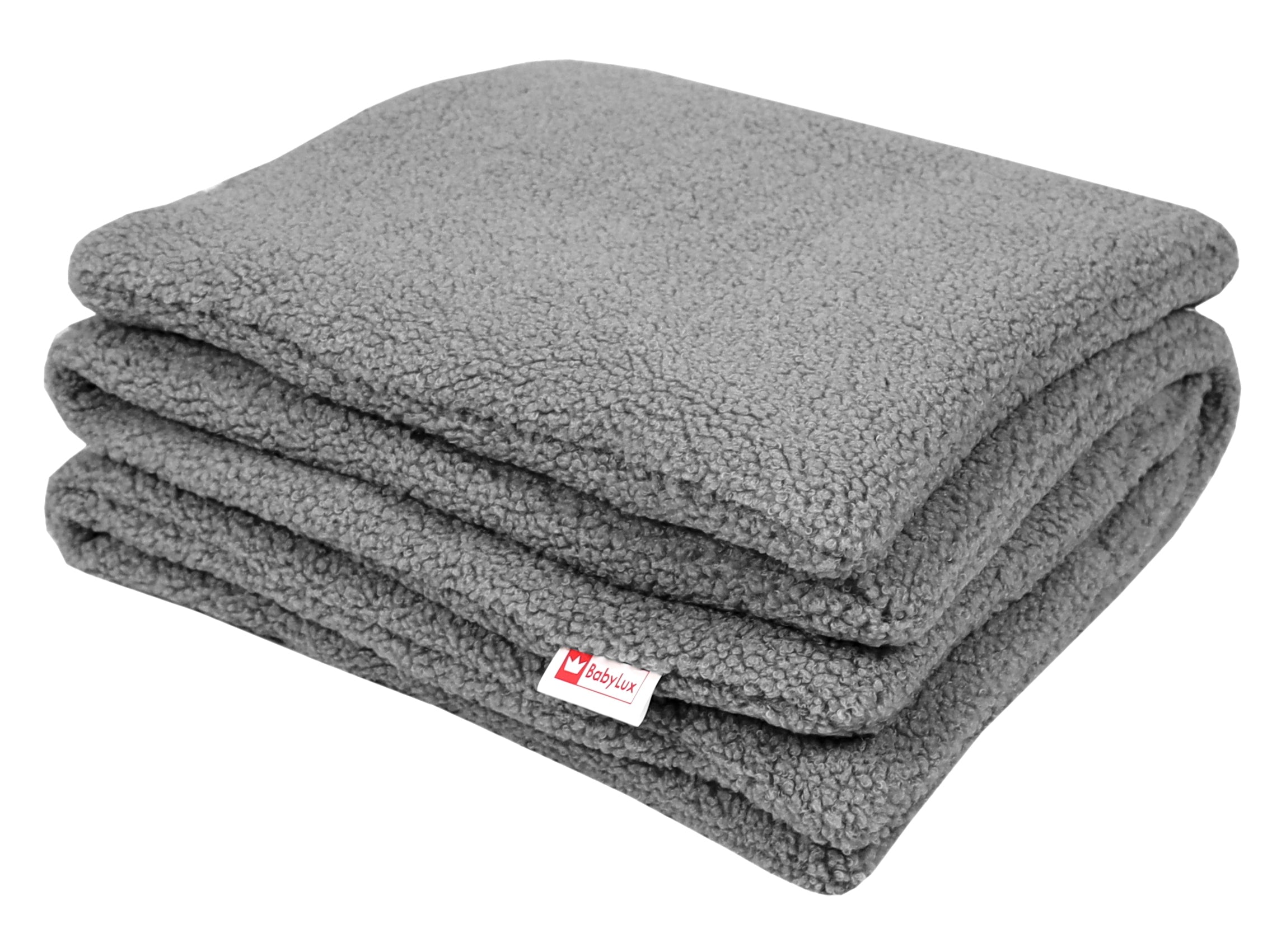 Babylux Kuscheldecke BOUCLÉ 60x75 cm + Kissen – Winter Babydecke für Kinderwagen & Bett – Weich, Warm BD - Grau