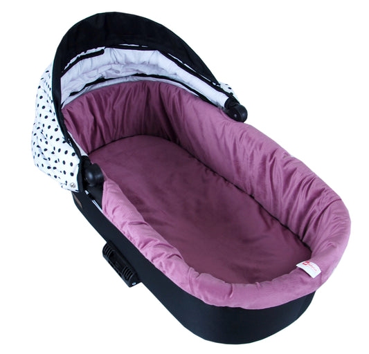 BABYLUX Nestchen für Kinderwagen BABYWANNE Matratze 2Tlg Set W107 Velvet Altrosa