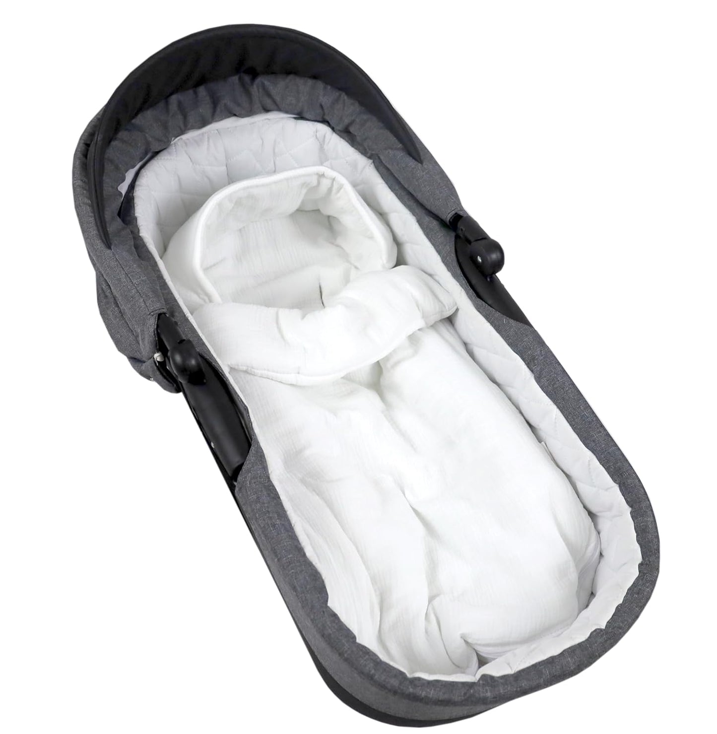 BabyLux Fußsack 90cm Musselin Babyschale Buggy Kinderwagen Musselin - Weiß