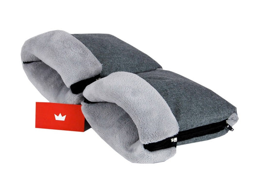 BabyLux Handmuff für Kinderwagen MUFF Reißverschluss MR8 Grau55 + Minky Grau