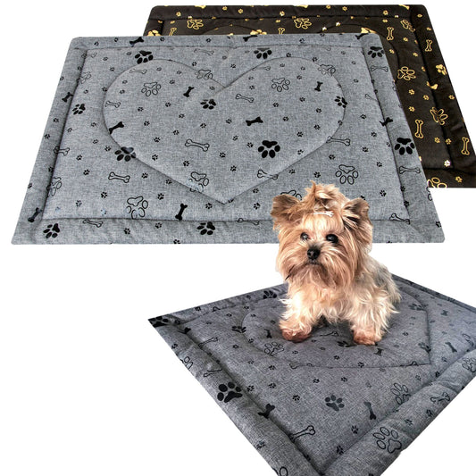 PIMPUS Hundematte Gr. M/L/XL Waschbar Rutschfest Hundebett Grau/Schwarz M- 50x70