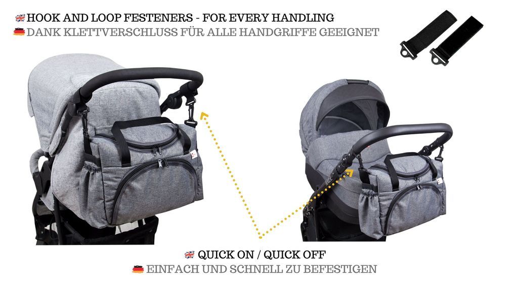 BabyLux Wickeltasche Kinderwagentasche Pflegetasche S3 55. Grau dunkel