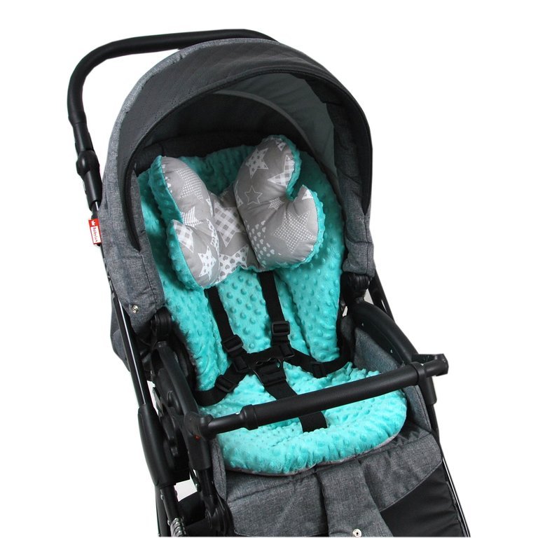BABYLUX Kinderwagen 2 TLG SITZAUFLAGE Kissen 3. Minze + Sternbild