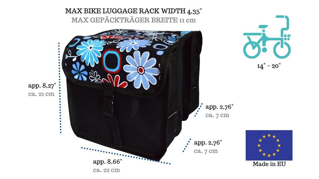 fahrradtasche blumen FAHRRADTASCHE Fahrrad 14-20'' Kinder Satteltasche Doppel 2. Mini